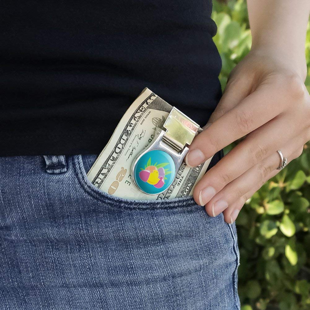 Peeps Hatching Easter Egg Satin Chrome Money Clip - Unique Metal Cash Holder for Gifts, Parties & Everyday Use