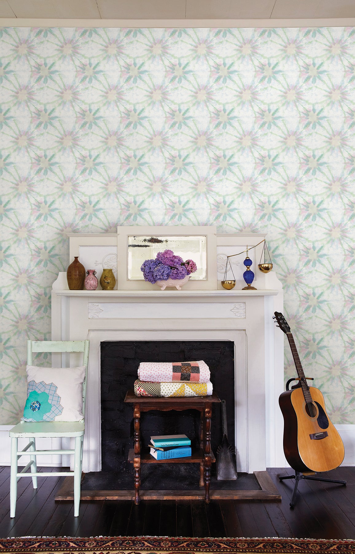 Kismet Green Iris Green Shibori Wallpaper - Handmade Japanese Style Peel & Stick Wallpaper for Home Decor | Perfect for Living Room, Bedroom, Nursery & Office Accent Walls