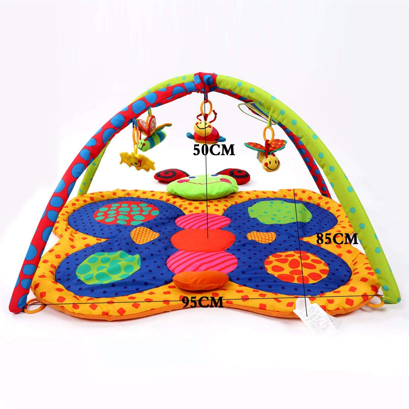 Butterfly Pattern Baby Play Mat with 8 Hanging Toys - Infant Gym Activity Center & Tummy Time Fitness Frame for 1-18 Months - Perfect for Crawling, Sensory Development & Early Learning Playtime
