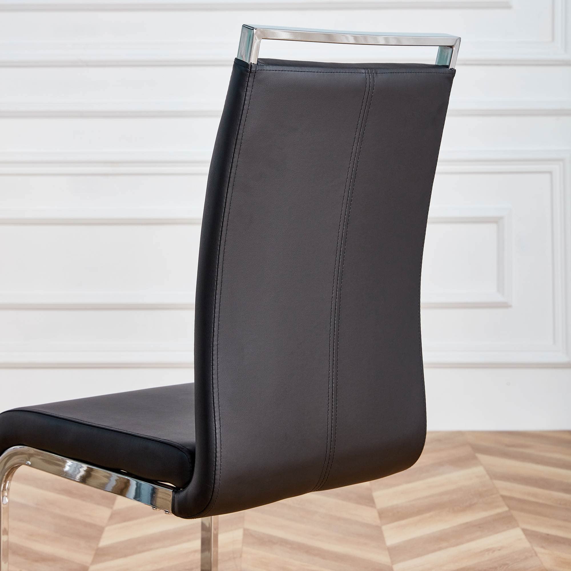 Baysitone Modern Dining Chairs Set of 4 - Faux Leather Padded High Back Kitchen & Dining Room Chairs - Comfortable Side Chairs for Home, Restaurant, Office - Black