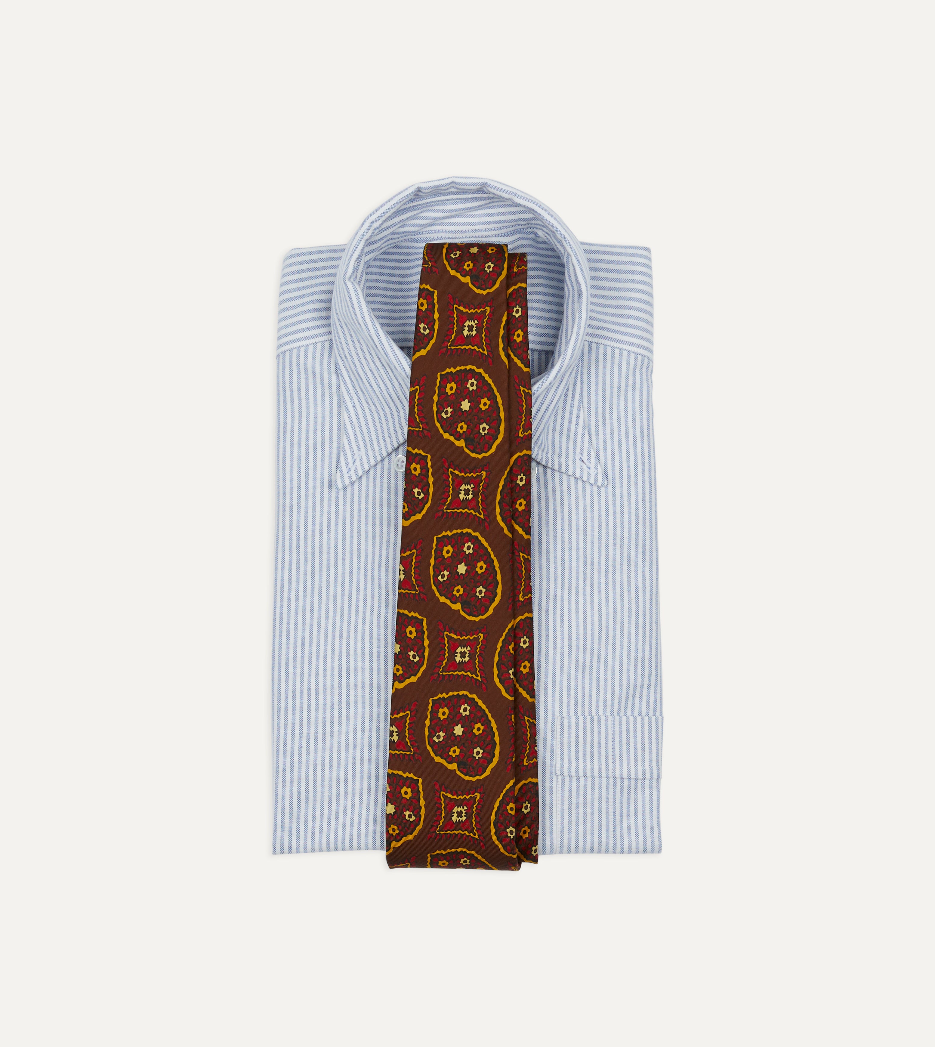 Premium Brown Exploded Paisley Print Silk Self-Tipped Necktie for Men - Perfect for Weddings, Business Meetings & Formal Occasions