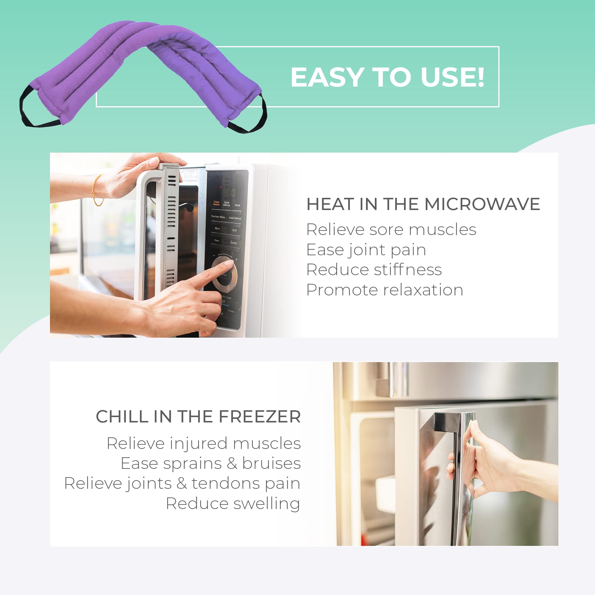 Microwave Heating Pads for Pain Relief - Moist Heat Therapy for Back, Neck & Shoulder Pain - Reusable Hot Pack for Muscle, Joint & Cramp Relief - 3-Pack Purple - Perfect for Home, Office & Travel Use