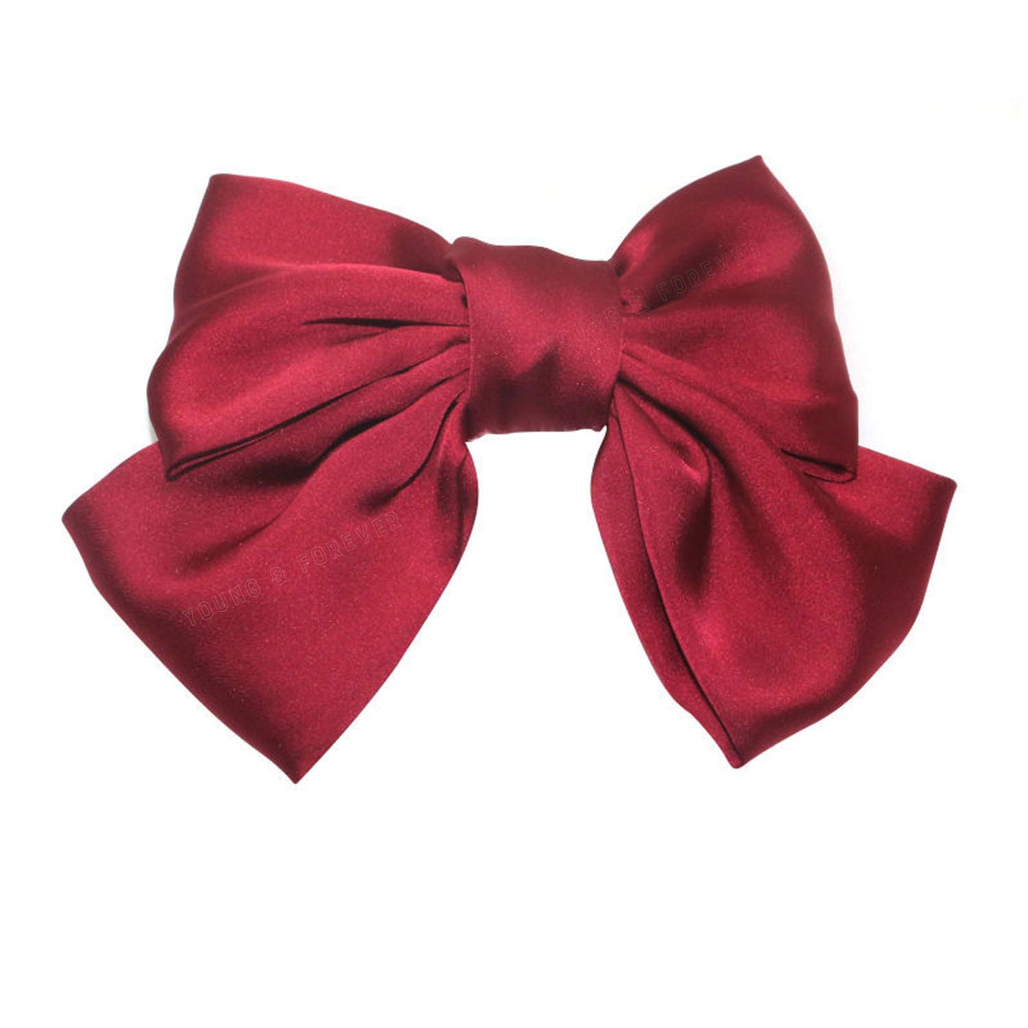 Young & Forever Valentine's Day Hair Bows for Women & Girls - Maroon Hair Clips, Bowknot French Barrettes, Stylish Hair Accessories for Everyday Wear, Parties & Gifts