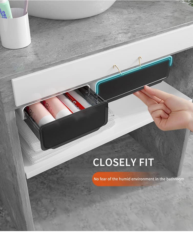 Under Desk Drawer Organizer - Self-Adhesive Slide-Out Storage for Office & School Supplies | No Drill Installation | Perfect for Home Office, Dorm Room & Workspace Organization