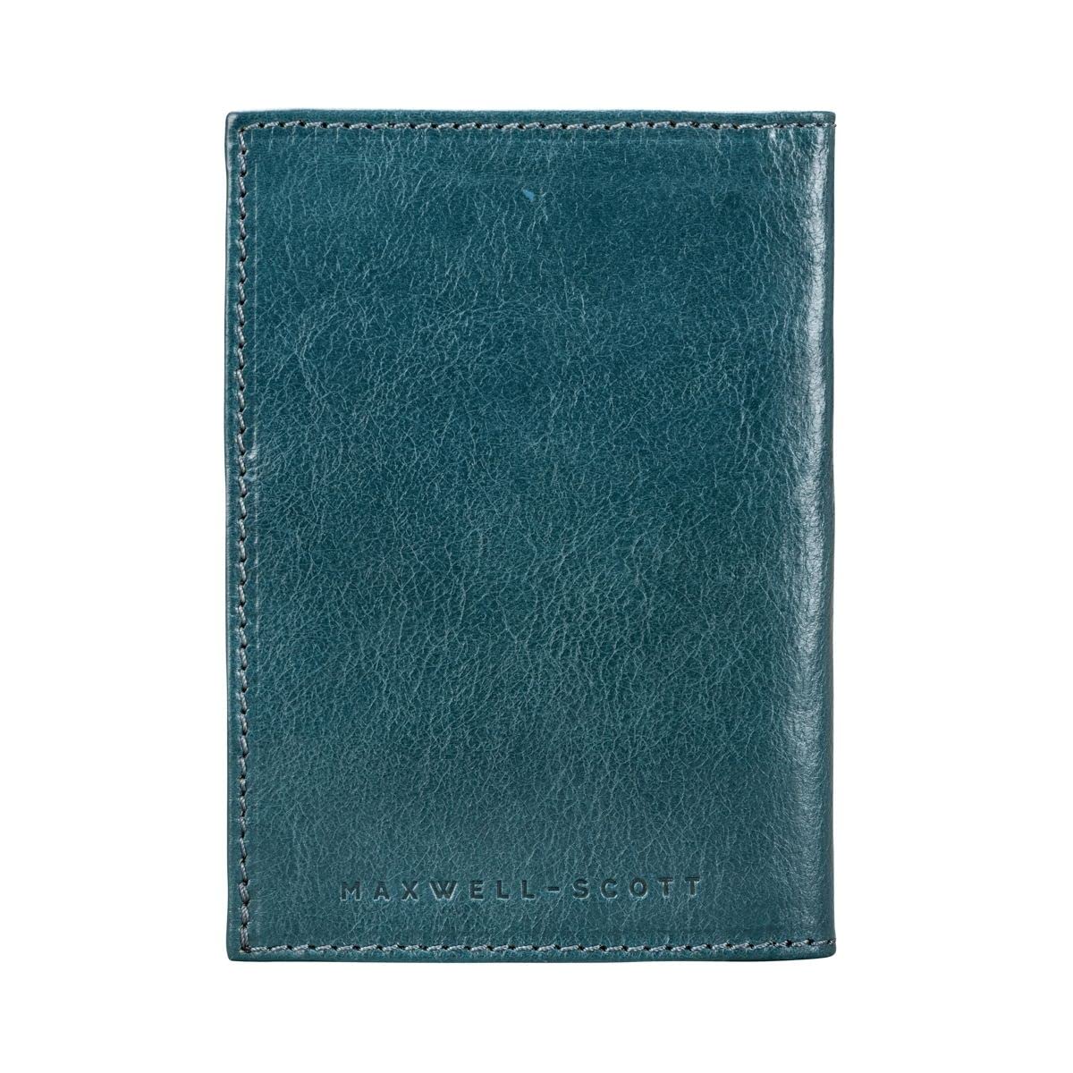 Maxwell Scott Personalized Luxury Leather Passport Holder - The Prato in Petrol Blue | RFID Blocking Travel Wallet for Men & Women | Perfect for Business Trips & Vacation Travel Accessories