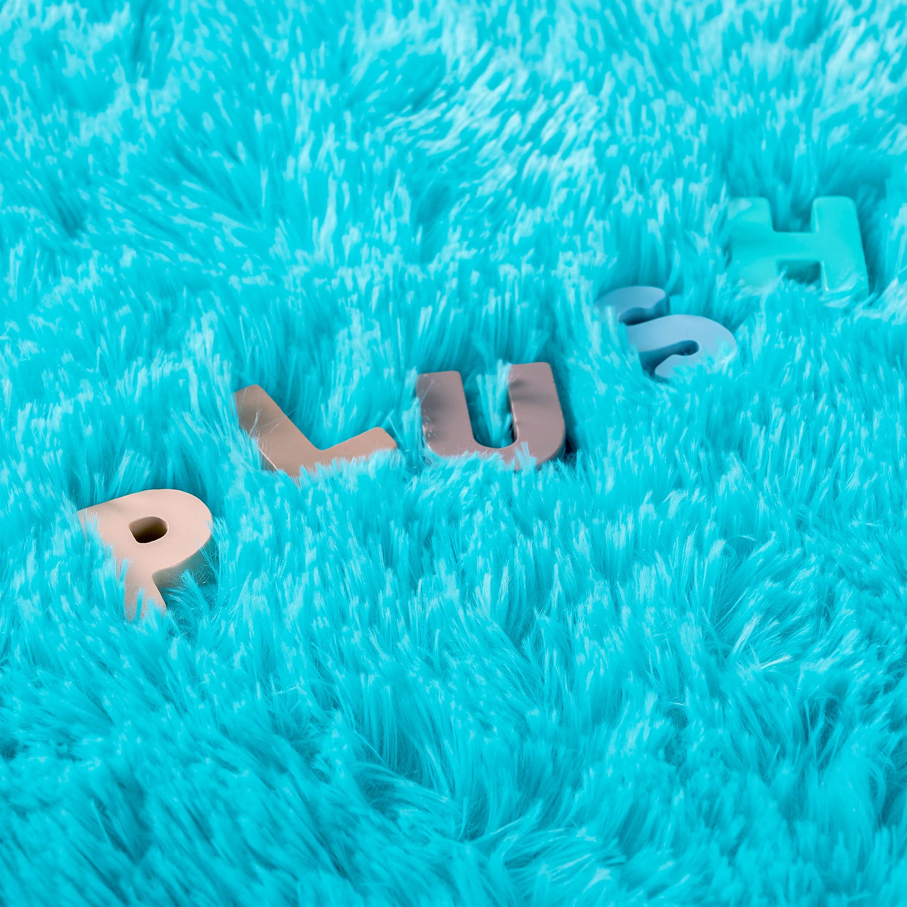 Noahas Fluffy Teal Blue Shag Rug 6x9 Feet - Ultra Soft Plush Area Rug for Living Room, Bedroom, Nursery - Thick Fuzzy Carpet for Kids Room, Dorm, Cozy Home Decor (Perfect for Floor Seating, Play Areas & Relaxation Spaces)