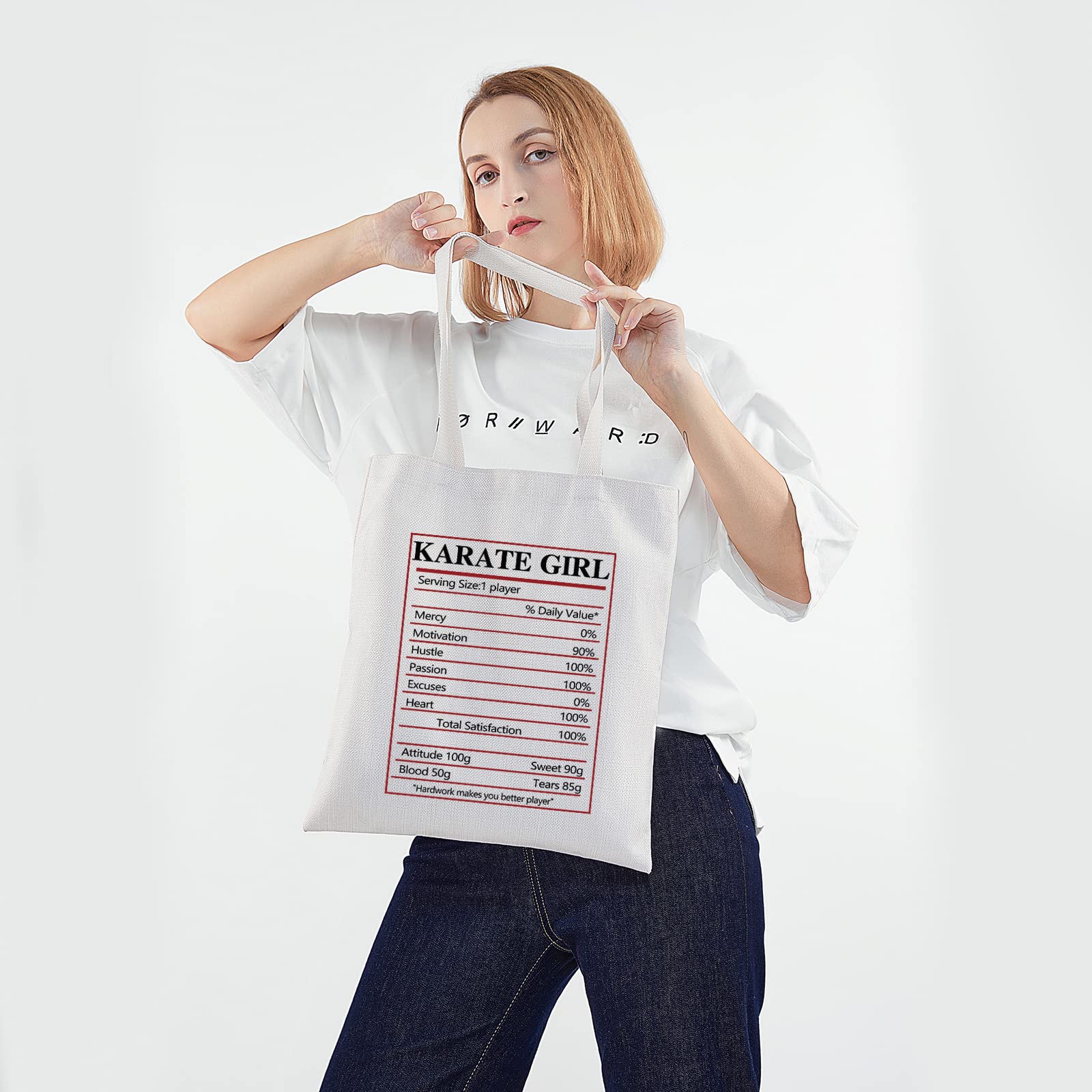 PWHAOO Karate Canvas Tote Bag - Durable Martial Arts Training Bag for Karate Players & Teams - Perfect Gift for Karate Lovers - Great for Dojo, Competitions & Daily Use