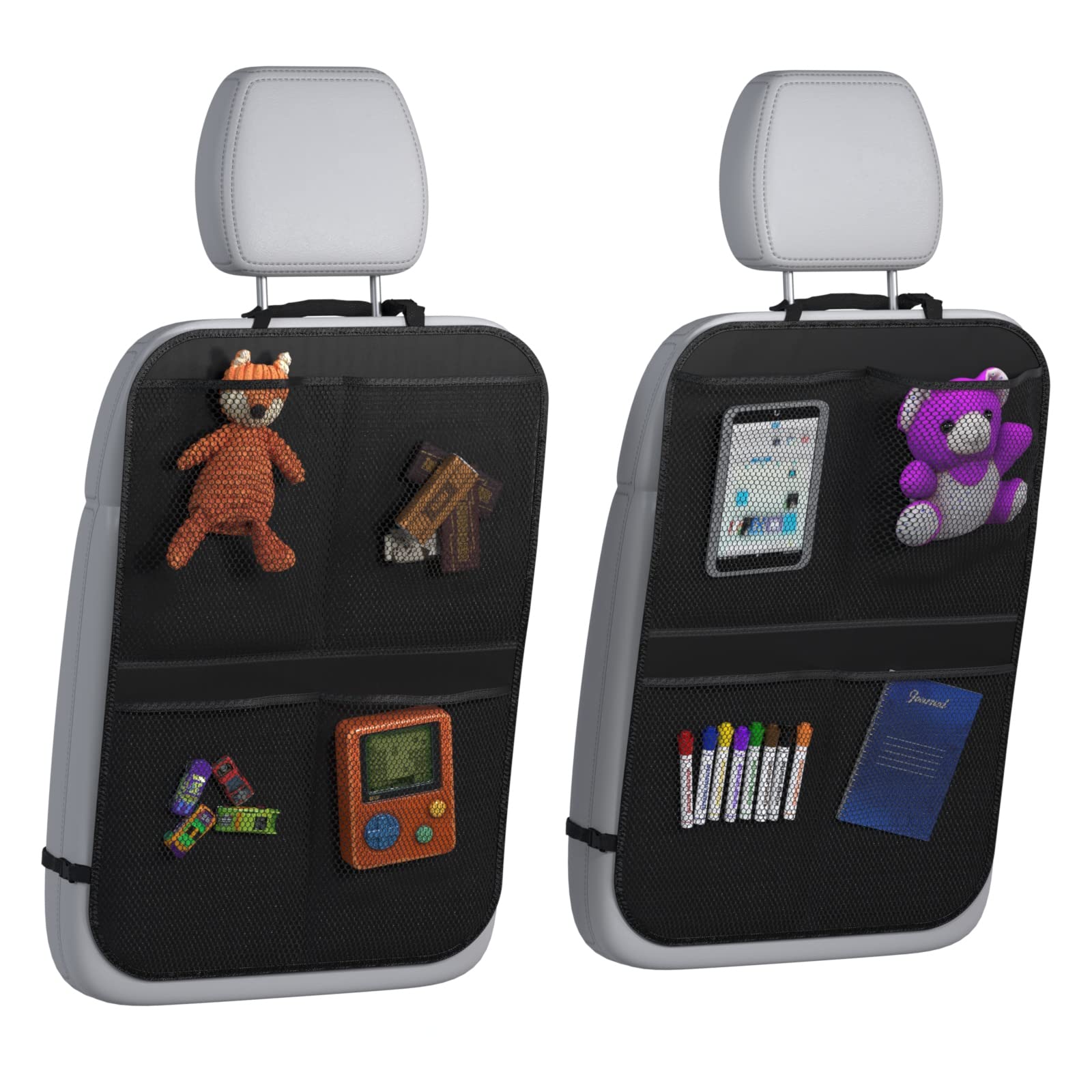 **Lebogner 2-Pack X-Large Waterproof Back Seat Covers for Kids – Durable Car Seat Protectors with 4-Pocket Storage Organizer | Prevents Dirt, Mud & Scratches | Ideal for Family Road Trips, School Runs & Pet Travel**