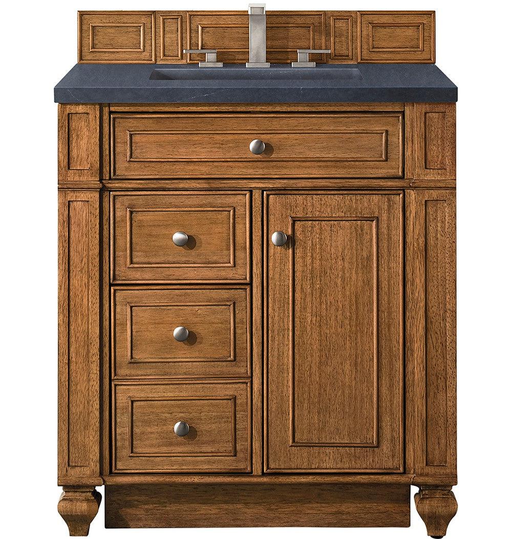 James Martin Vanities Bristol Collection 30-Inch Single Bathroom Vanity in Saddle Brown with Optional Countertops - Perfect for Modern Master Bathrooms and Guest Bathroom Renovations