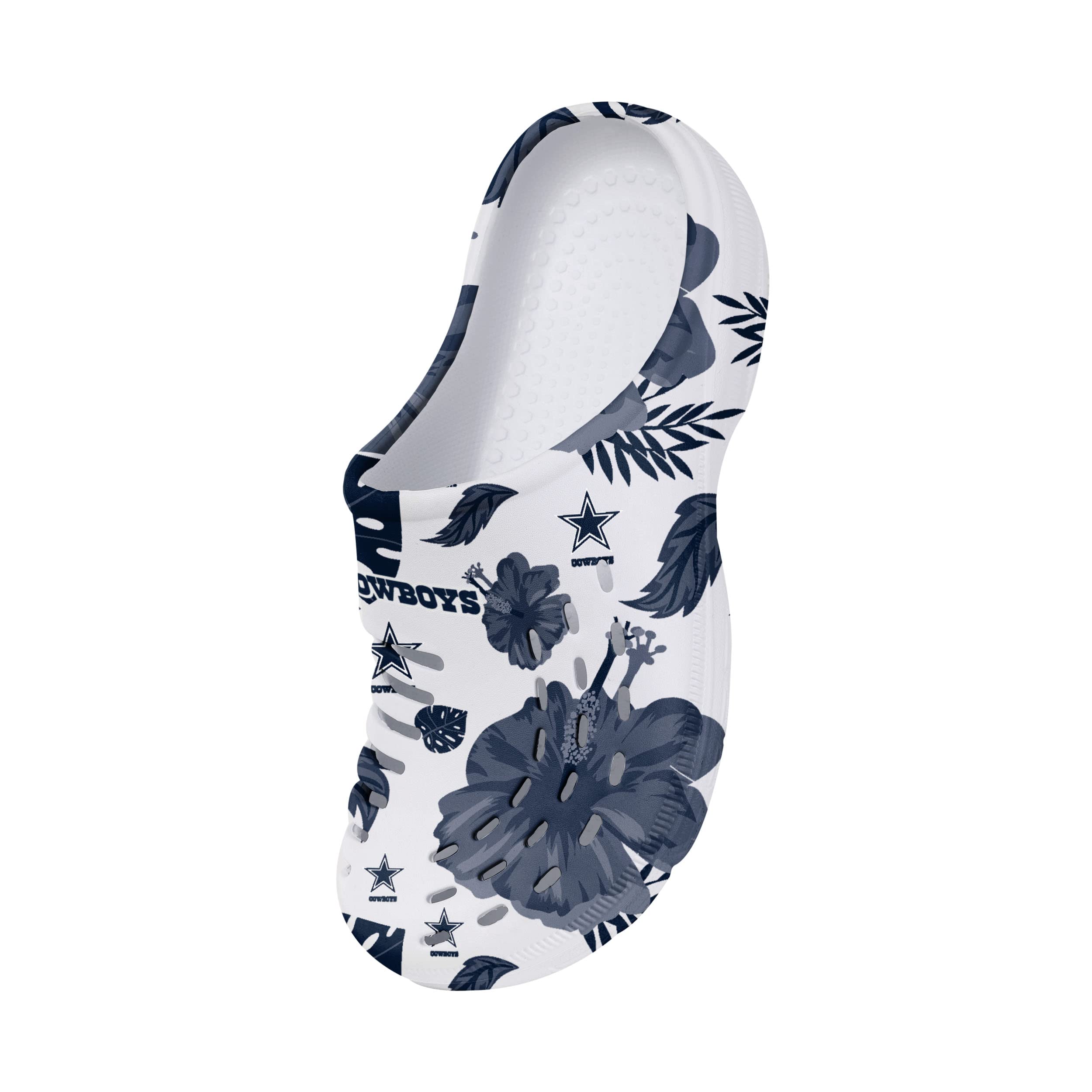 FOCO Women's NFL Team Logo Floral Garden Clog Sandals - Comfortable Waterproof Slip-On Shoes for Women, Perfect for Beach, Pool, Yard & Outdoor Activities