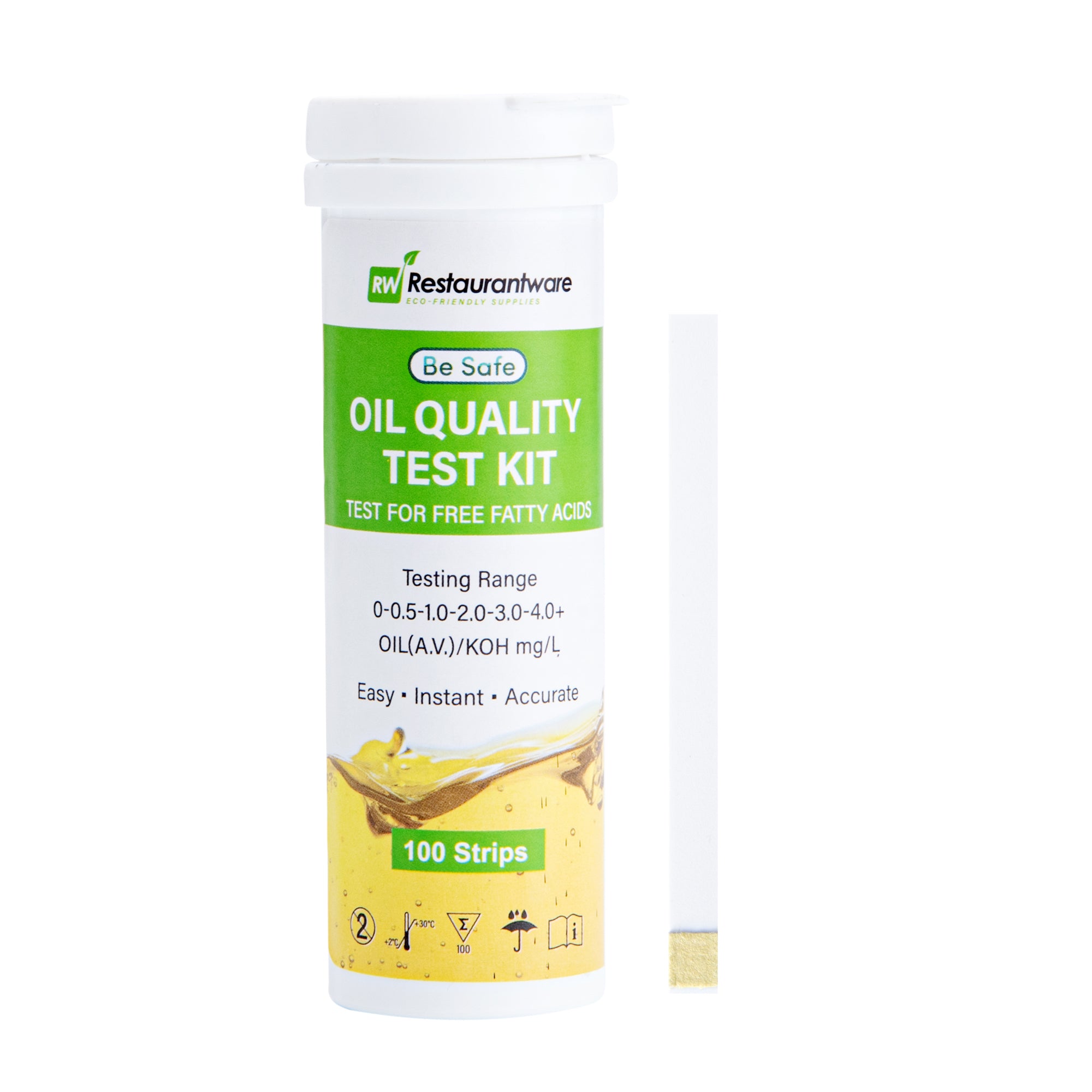 Be Safe Frying Oil Quality Test Strips - Low Range (100 Count) | Fast & Accurate Cooking Oil Testing for Restaurants & Home Kitchens