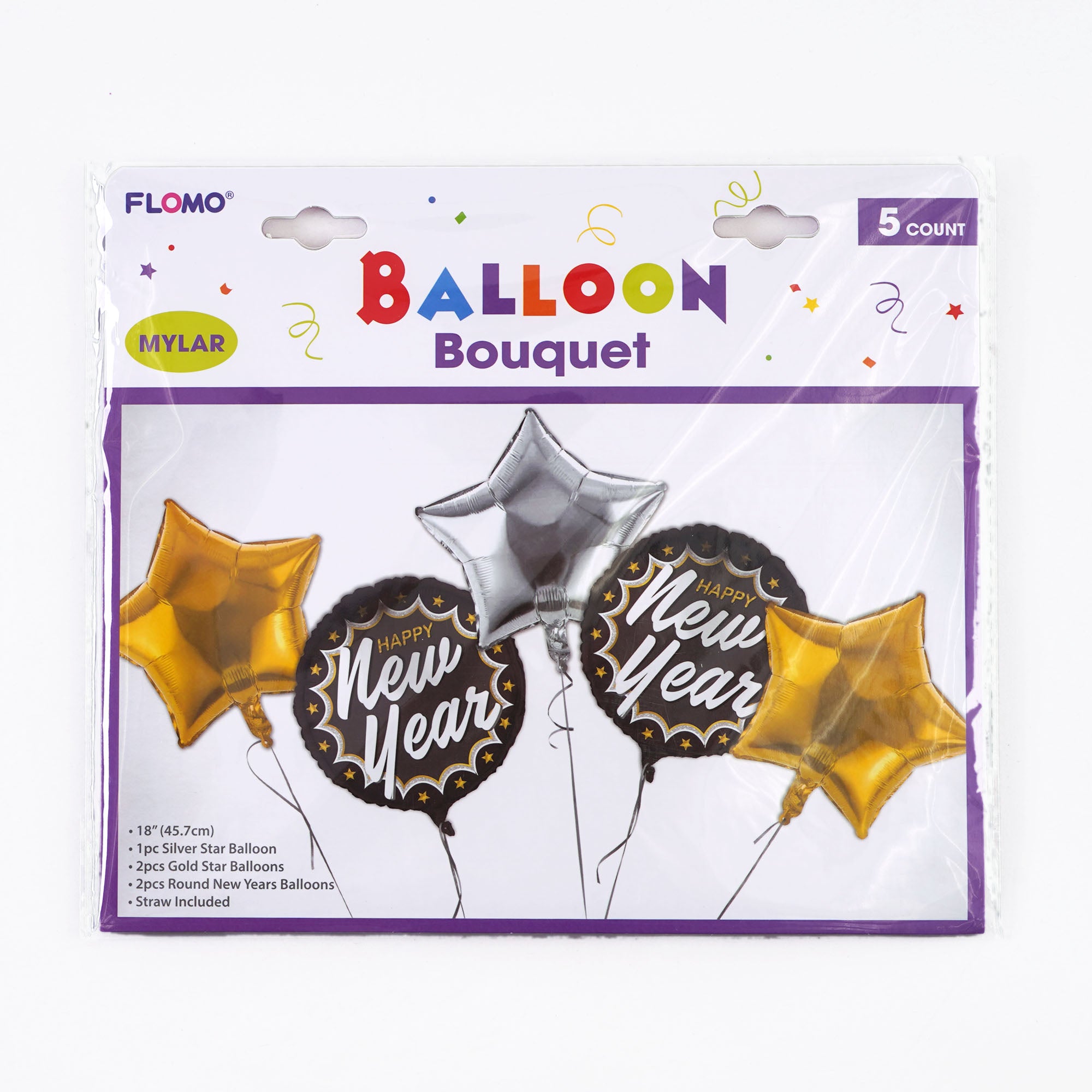 18Pcs New Year Mylar Balloon Bouquet Set - 2024 Happy New Year Party Decorations for Home, Office & Festive Celebrations