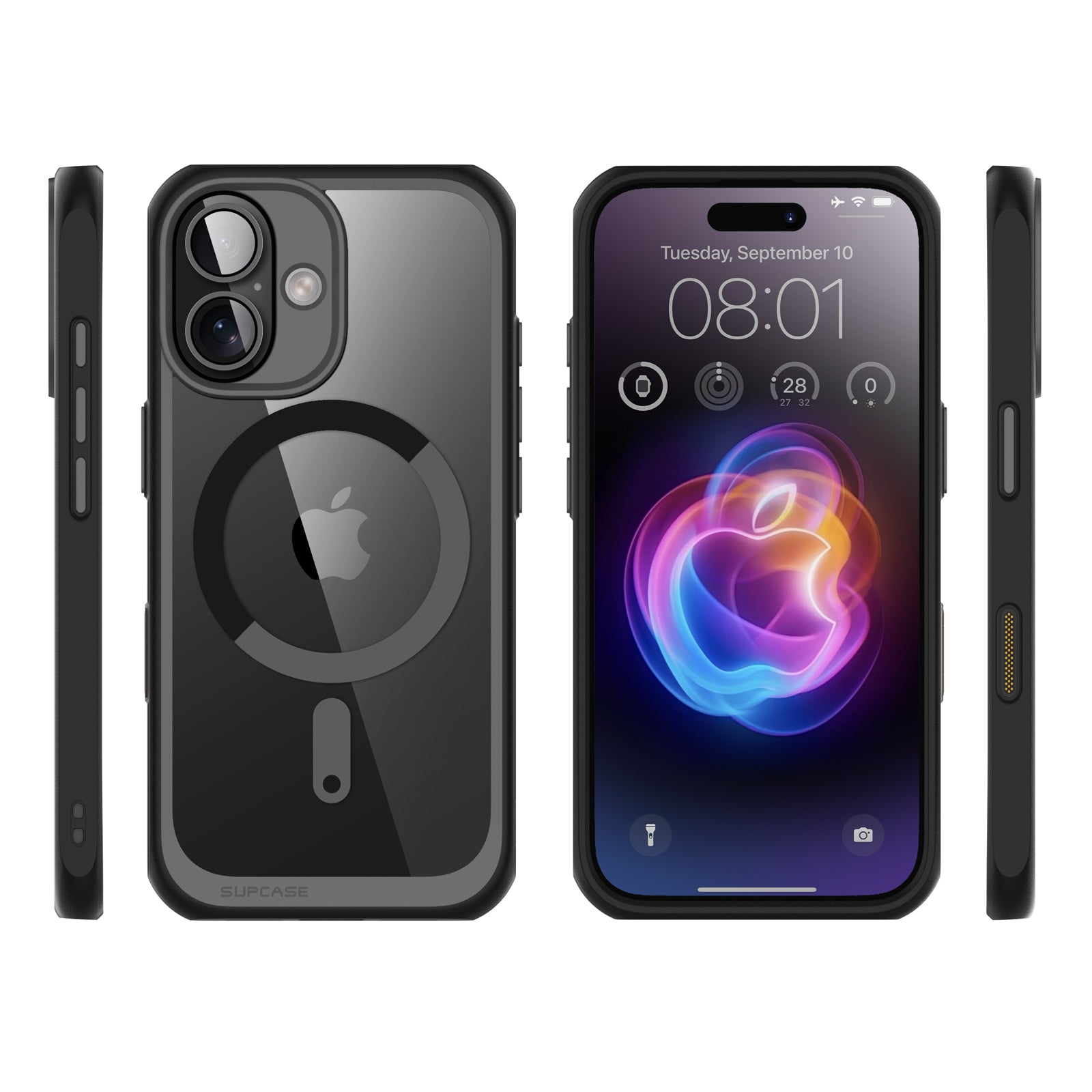 iPhone 16 6.1 Inch Unicorn Beetle MAG Slim Clear Case with MagSafe & Camera Control Button - Shockproof Protective Cover for Everyday Use, Work & Travel - Black