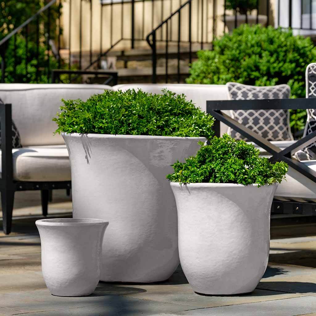 Campania International Antique White Campana Planter Set of 3 - Elegant Flower Pots for Indoor/Outdoor Garden Decor, Patio & Home Décor