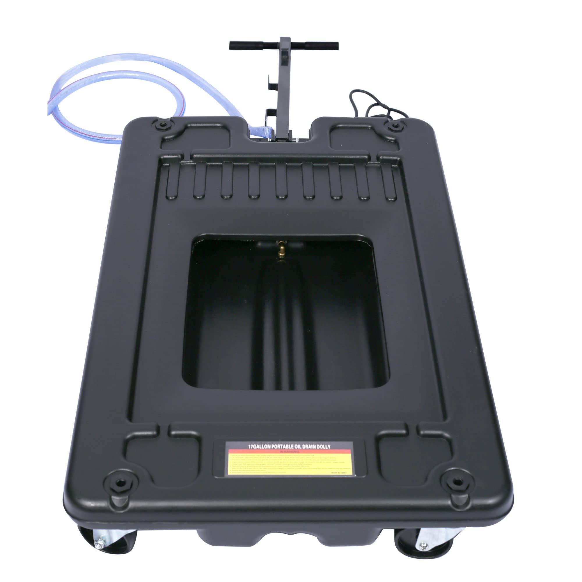 17 Gallon Oil Drain Pan with Electric Pump - Portable Low Profile Oil Change Tank for Cars, SUVs & Trucks - Large Capacity Drain Pan with Hose & Swivel Caster Wheels - Ideal for DIY Auto Maintenance & Professional Garage Use (Black)