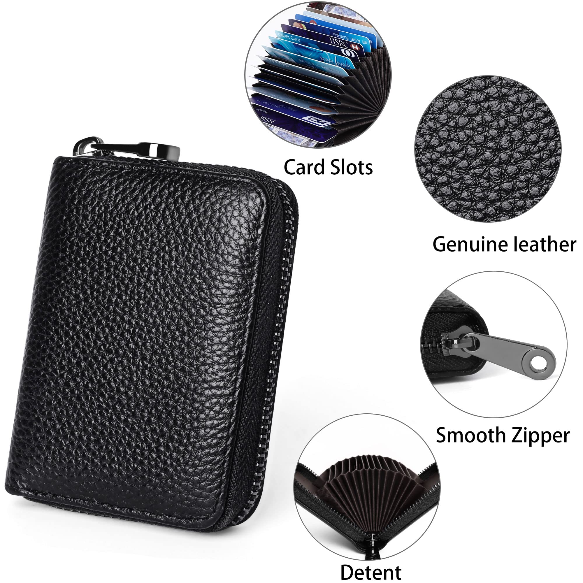 Genuine Leather RFID Blocking Credit Card Holder for Women - Slim Accordion Wallet for Cards & IDs - Perfect for Travel, Work, and Everyday Use