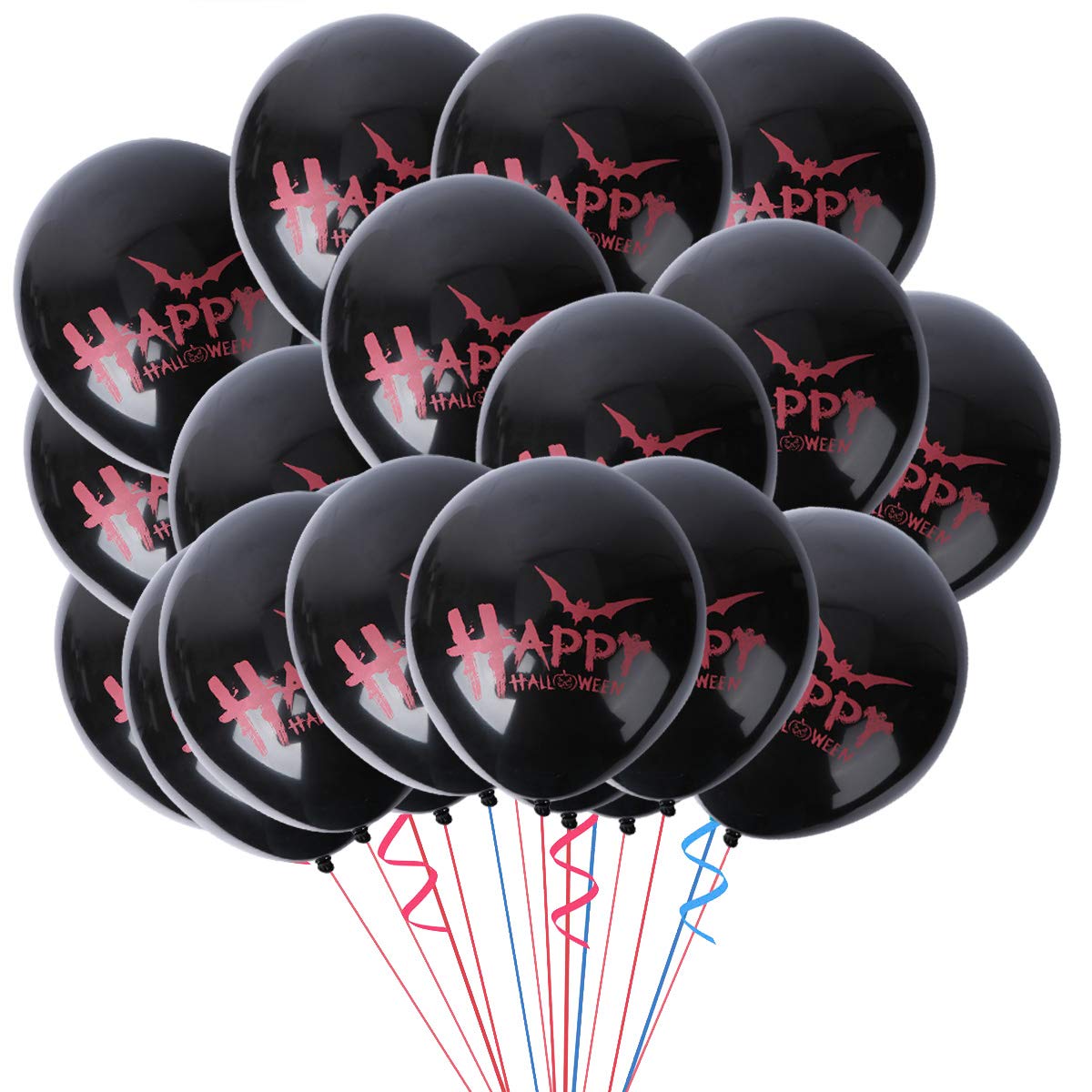 Amosfun 20Pcs Halloween Latex Balloons - Happy Halloween Printed Party Balloons for Decorations, Halloween Party Supplies & Favors (Black) - Perfect for Halloween Parties, Home Decor & Spooky Celebrations
