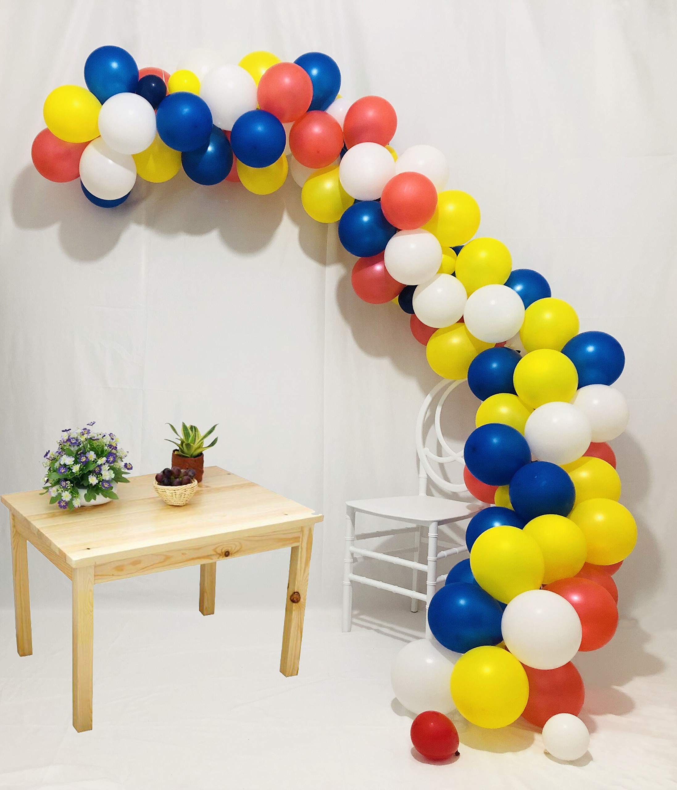 102-Piece Blue & White Balloon Arch Kit - 12 Inch Royal Blue, White, Yellow Balloons for Baby Showers & Birthday Decorations | Perfect for Blue-Themed Baby Showers, Boy Birthdays, Gender Reveals & Party Backdrops
