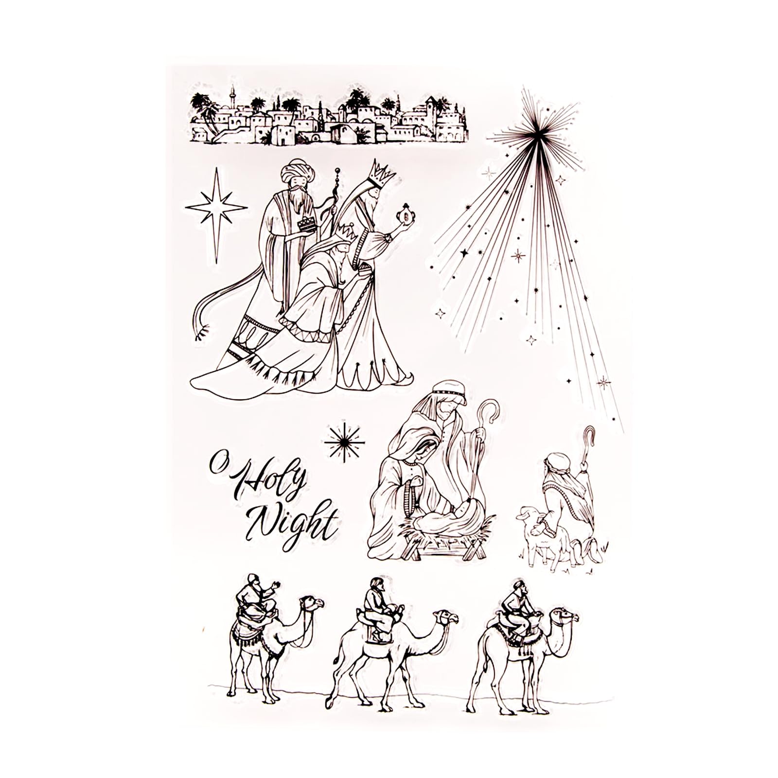 Arbuya Christmas Clear Stamps Set - Jesus Nativity Scene, Xmas Camel & Holy Night Designs for Card Making, Scrapbooking, Journaling - Perfect for Holiday Greeting Cards, DIY Paper Crafts & Festive Decorations