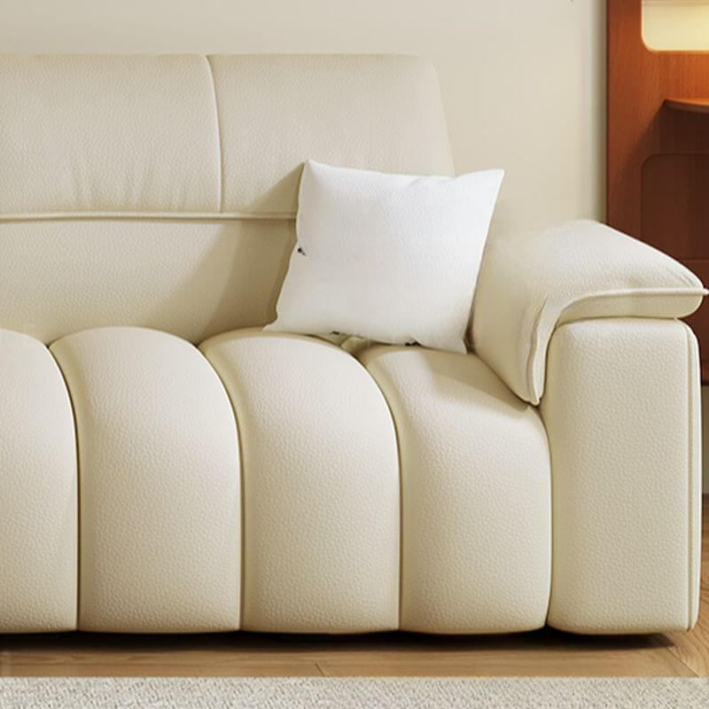 Minimalist Modern 4/5/2 Seater Chalk Sofa with Arms, 2 Pillows & Storage - Stain Resistant Fabric - Perfect for Living Room, Lounge & Small Spaces