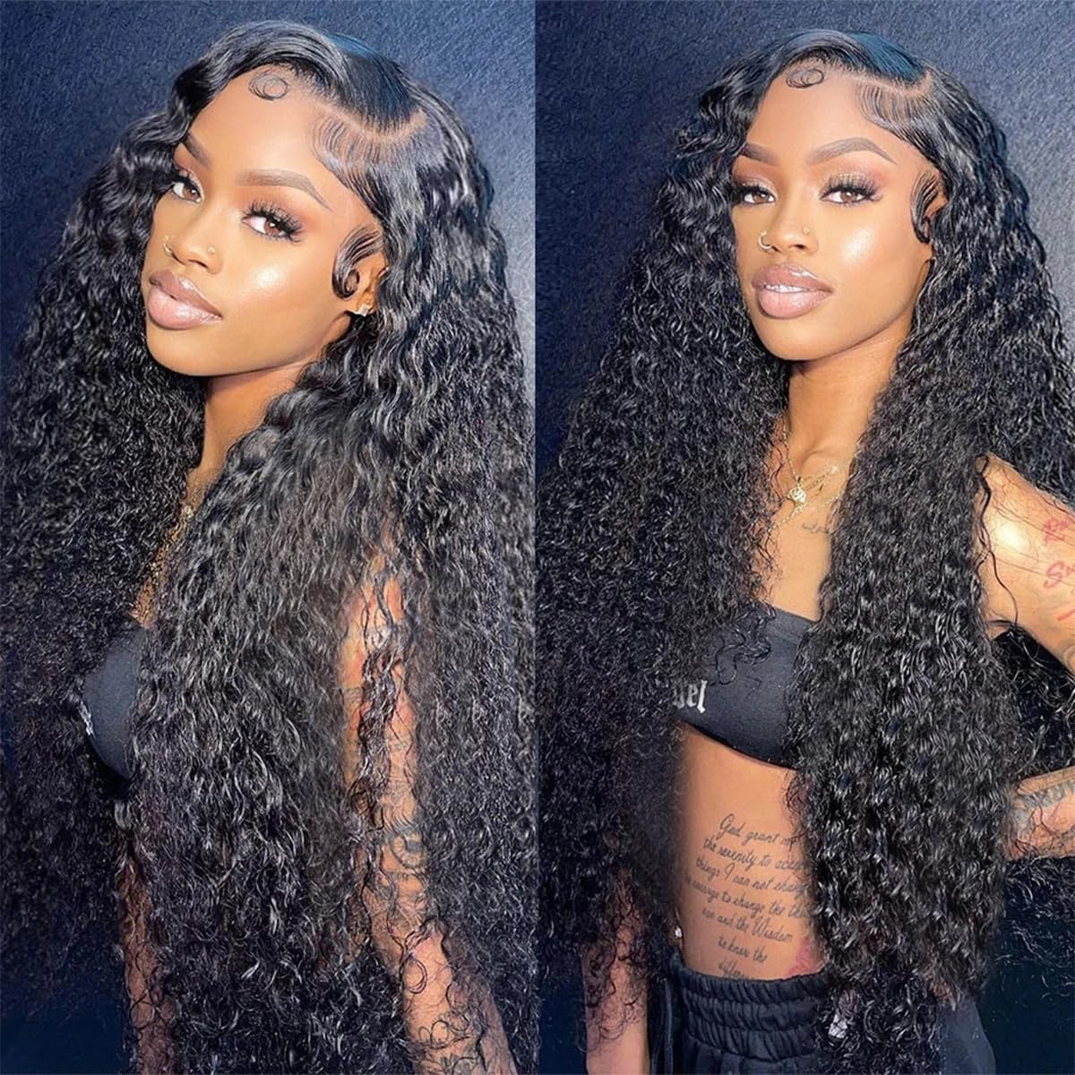 13x4 HD Transparent Glueless Lace Front Wig - 180% Density Water Wave Human Hair Wig with Baby Hair | Pre-Plucked Natural Black Wet & Wavy Lace Frontal Wig for Women (30 Inch) - Perfect for Daily Wear, Parties, Cosplay & Protective Styling