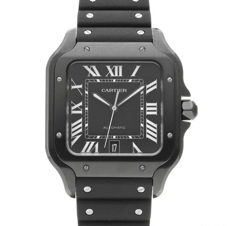 Cartier Santos Black ADLC Coated Stainless Steel Men's Luxury Watch - Perfect for Business, Formal Events & Everyday Wear