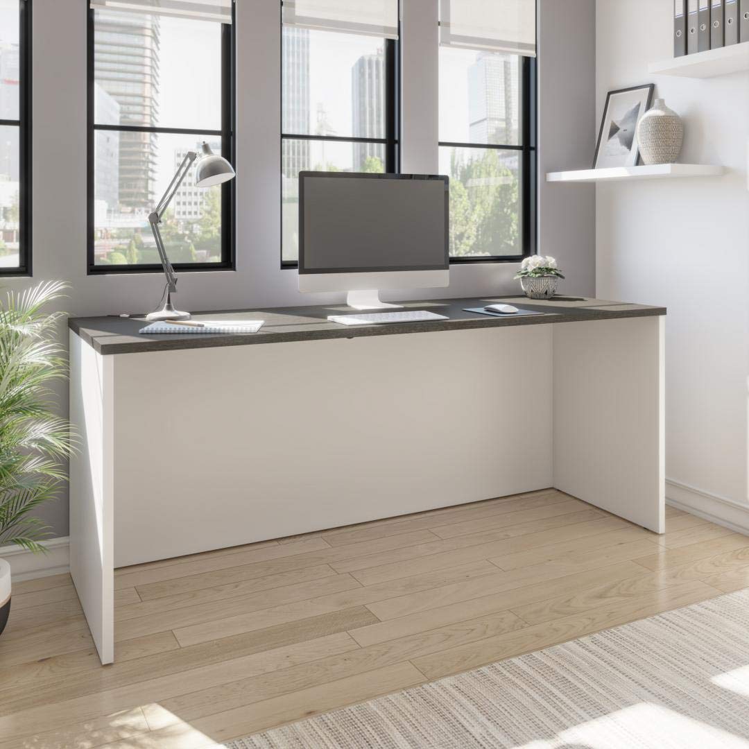 Bestar Pro-Concept Plus Narrow Desk Shell in White & Deep Grey - Space-Saving Home Office Desk for Small Spaces, Perfect for Work from Home & Study Rooms