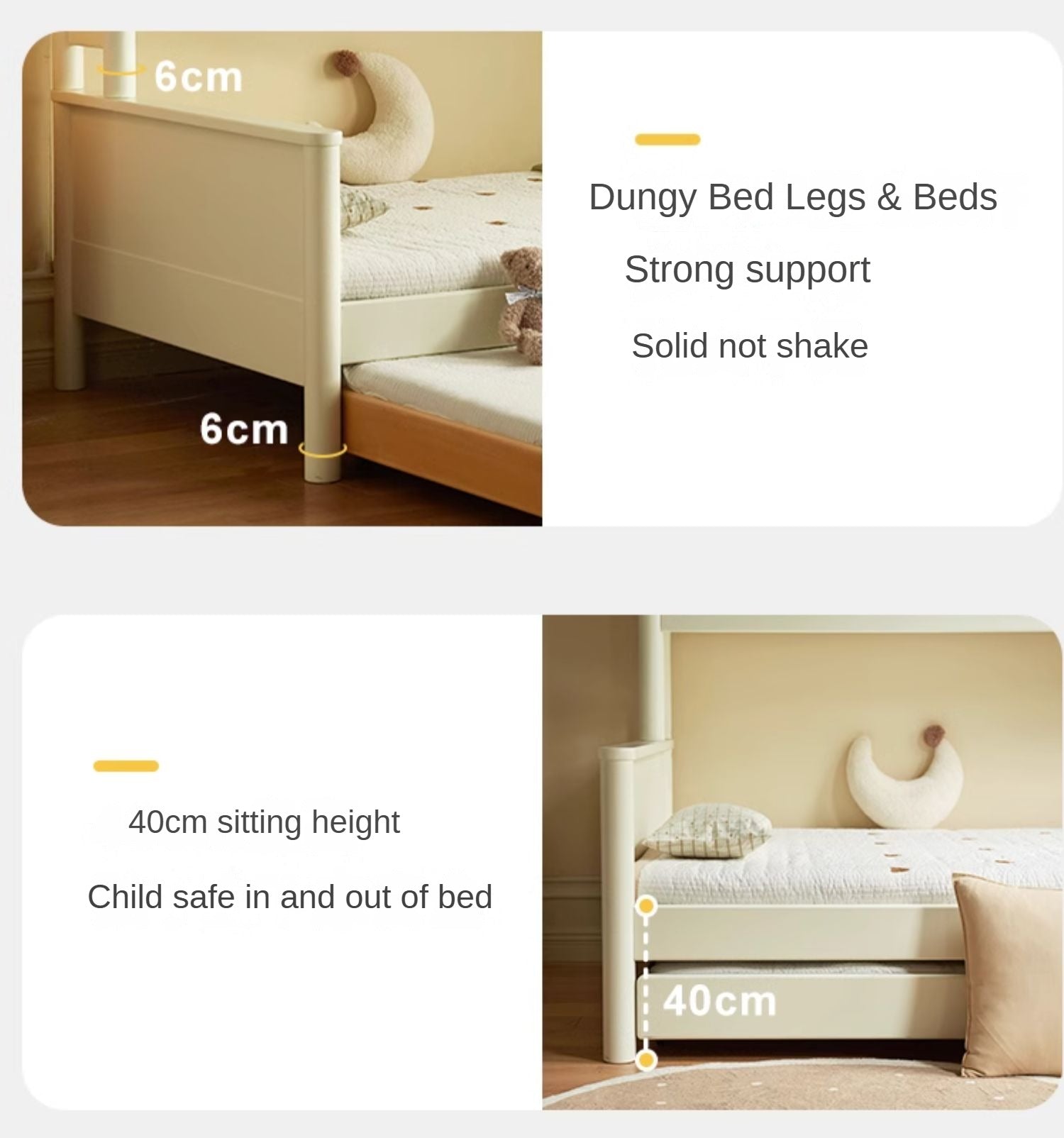 Solid Poplar Wood Kids Storage Bed - White Single Bed Frame with Underbed Drawers for Bedroom Organization & Space Saving