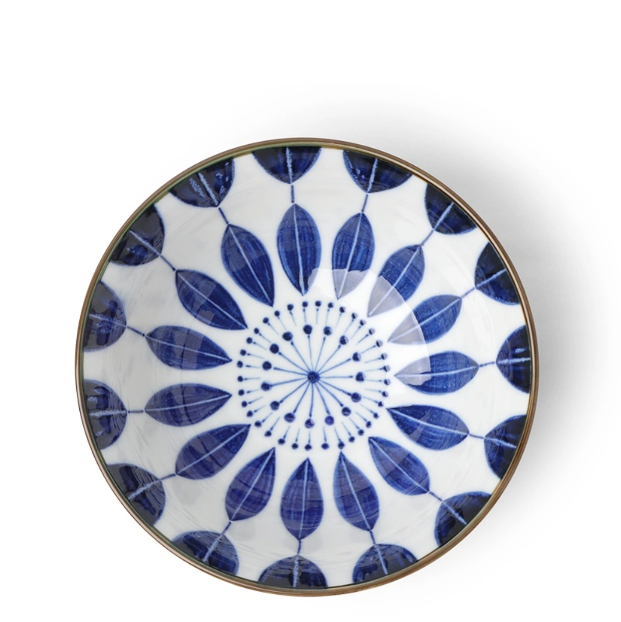Blue Feather Bowl - Elegant Decorative Serving Bowl for Home, Parties & Gifts | Handcrafted Ceramic Fruit Salad Dessert Dish for Dining Table Centerpiece