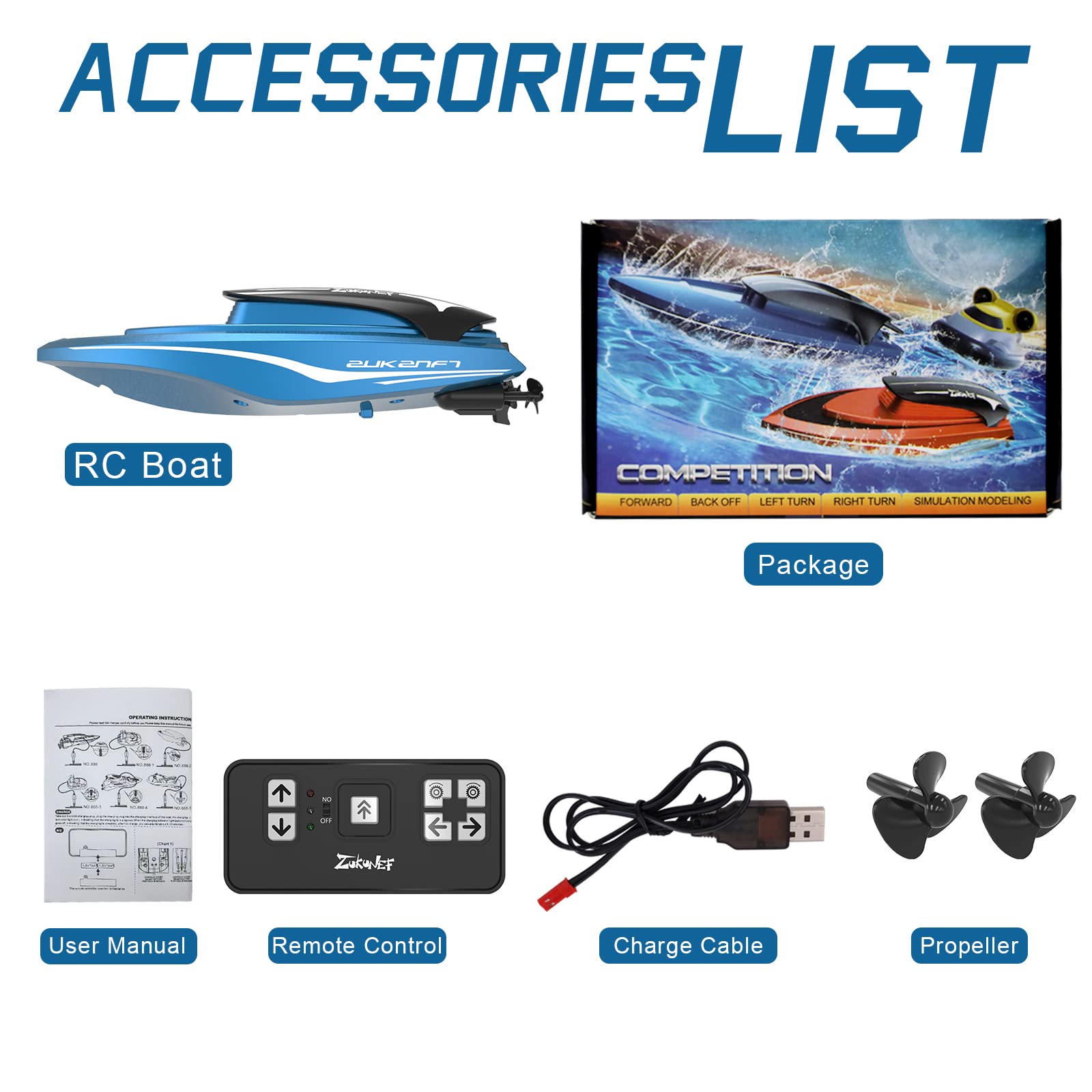 Uleway 2.4GHz Remote Control Boat for Kids & Adults - High Speed Mini RC Racing Boat Toy with LED Lights for Pool, Lake & Ocean - Perfect for Indoor & Outdoor Water Play, Birthday Gifts & Family Fun