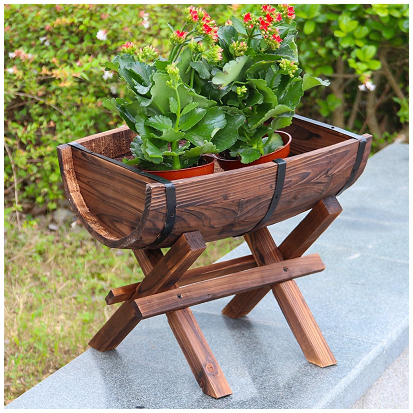 Non-Slip Flower Cart Display Stand - Indoor/Outdoor Plant Stand with Corner Design, Multi-Tier Planter Rack Organizer for Home, Patio, Balcony, Garden & Office (Brown, 40cm) - Perfect for Small Space Decor & Plant Lovers