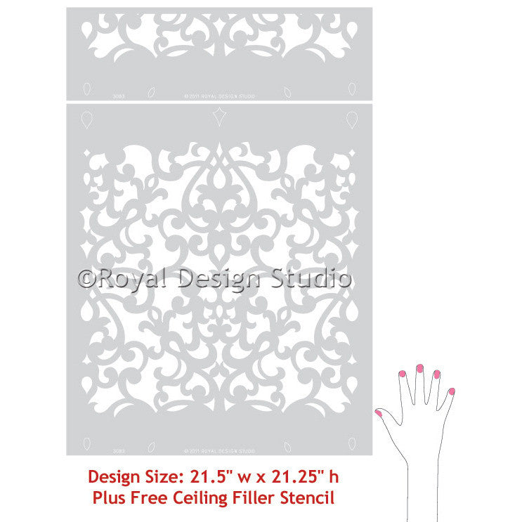Donatella Damask Stencil - Reusable Wall Stencils for Painting, DIY Home Decor, Furniture & Crafts | Perfect for Bedroom, Living Room, and Wedding Decorations