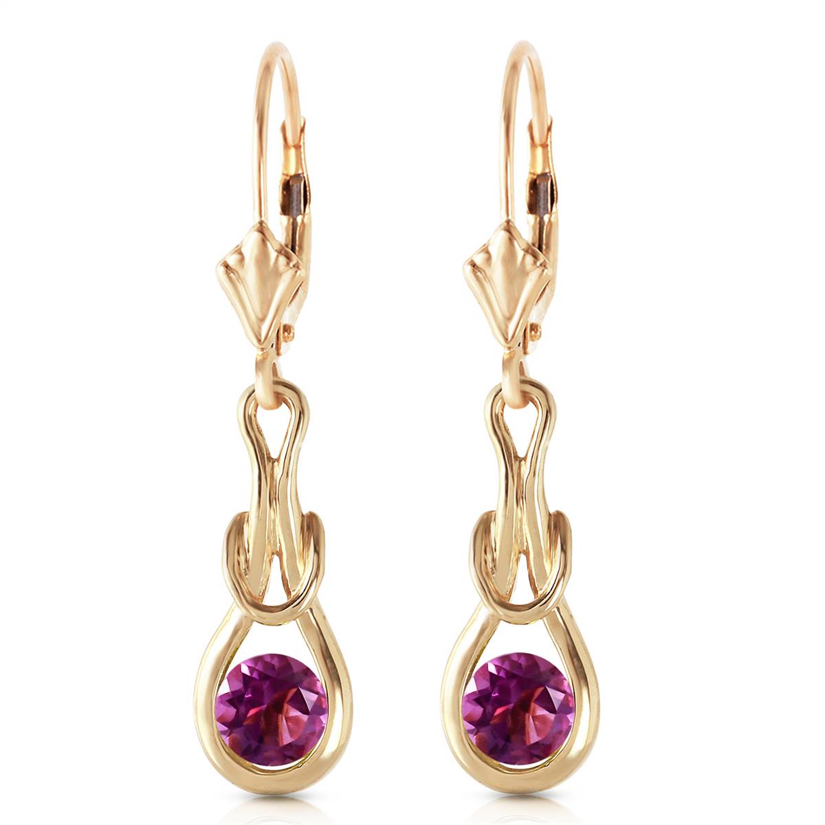 1.3 Carat 14K Solid Yellow Gold Elysian Amethyst Earrings for Women - Elegant Purple Gemstone Stud Earrings for Birthday, Anniversary & Special Occasion Gifts