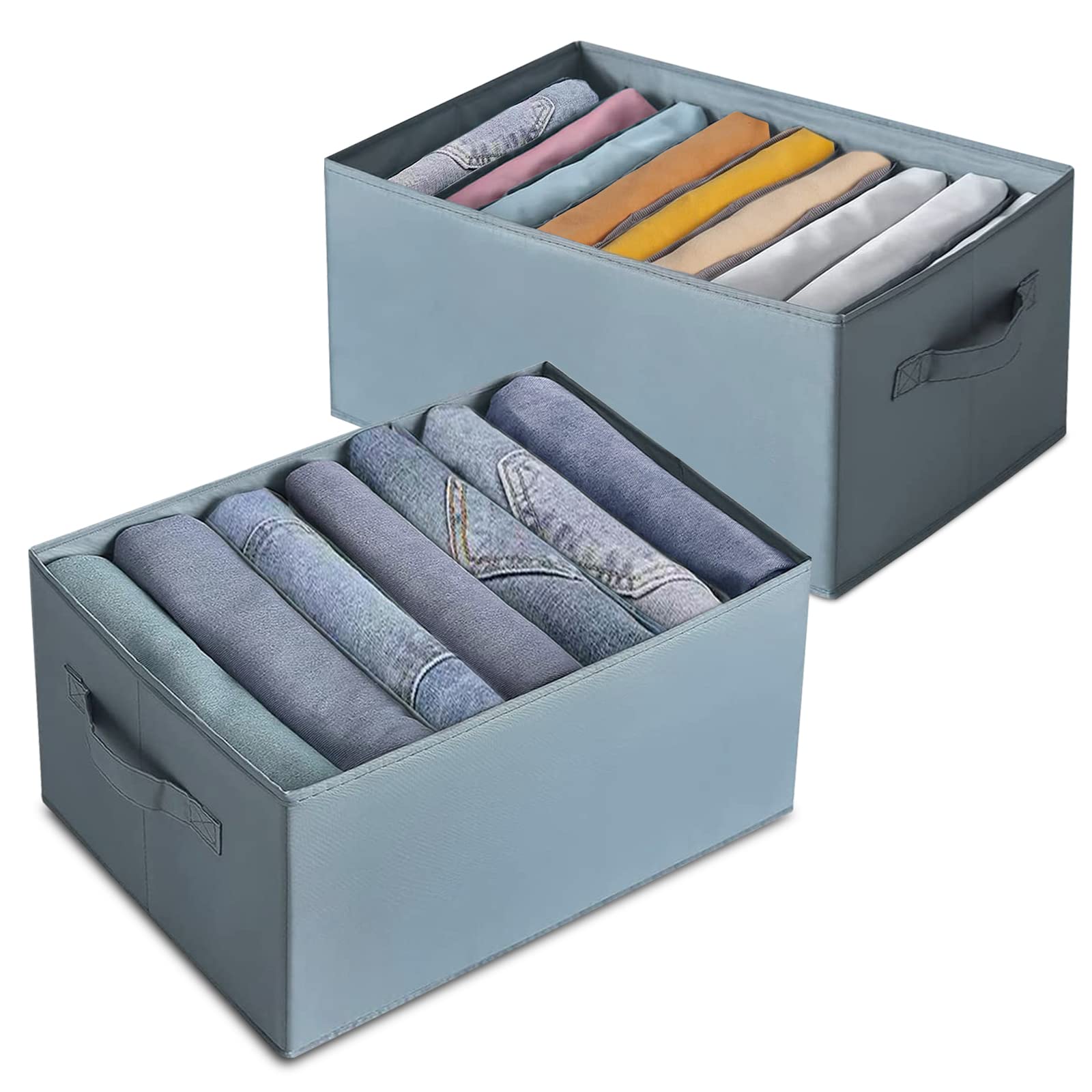 Foldable Wardrobe Clothes Organizer with 18 Compartments - Thickened Fabric Drawer Storage for Jeans, Pants & Folded Clothing - Perfect for Bedroom, Closet & Travel Organization (Grey)