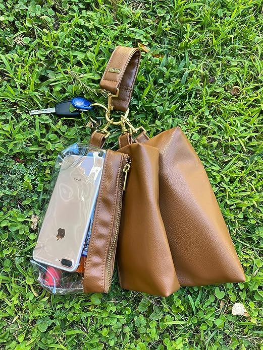 4-Piece Wristlet Set - Key Ring Bracelet & 3 Women's Faux Leather Purses | Stylish Handbags & Classic Clutch for Everyday Use, Parties & Travel