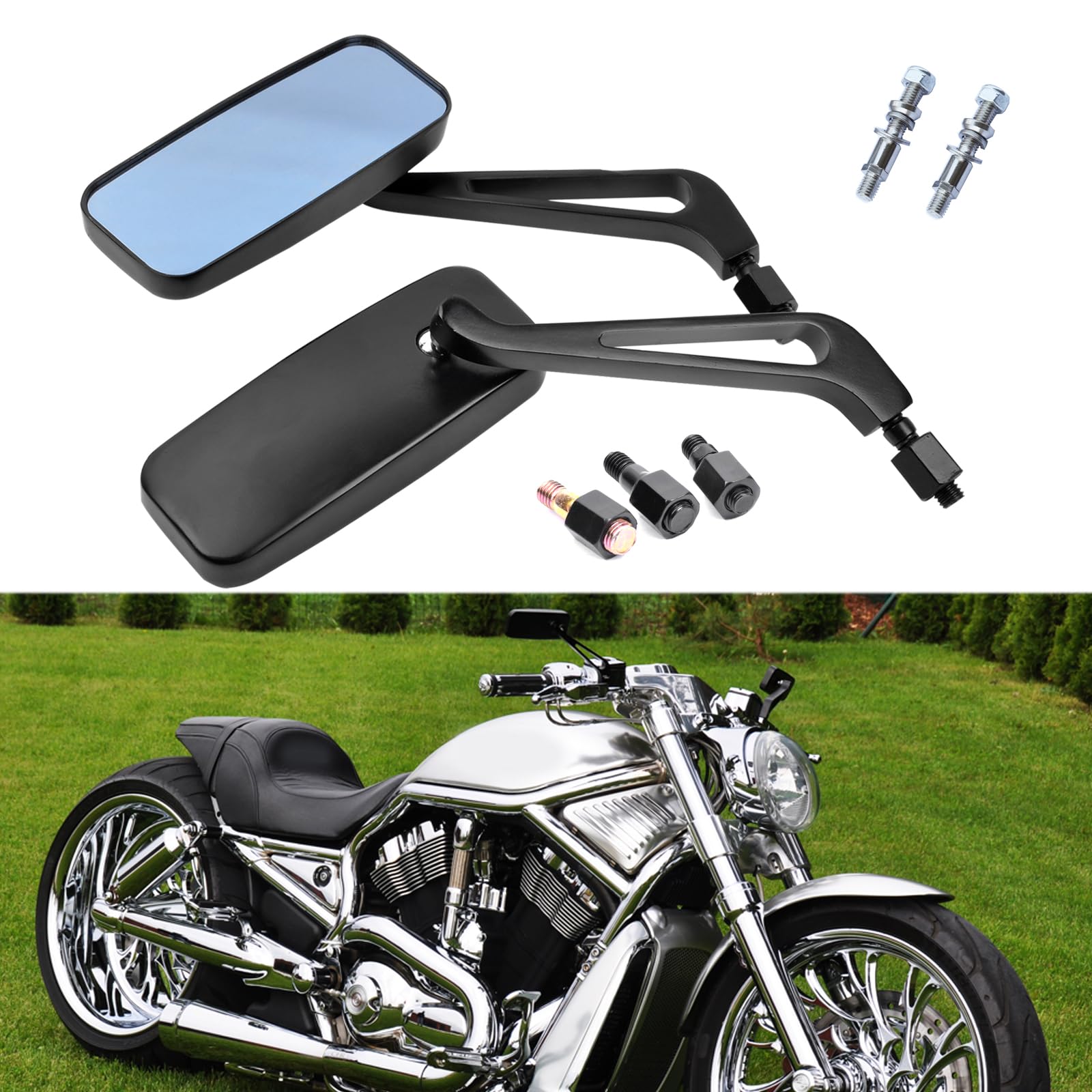 Black Motorcycle Side View Mirrors for Harley Davidson Sportster 883 & 1200 | Street Glide Compatible | Enhanced Safety & Style for Cruiser Riders