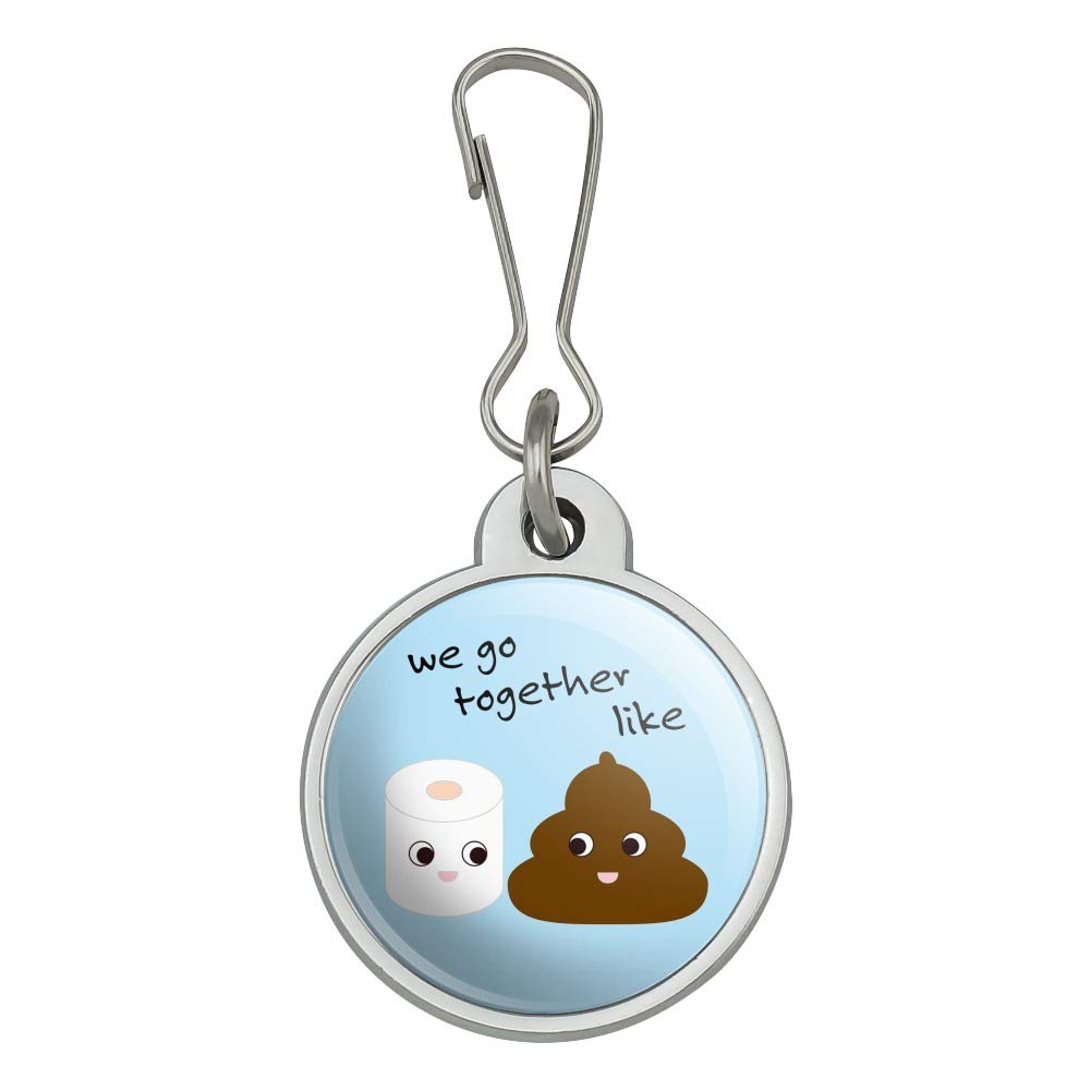 Funny Toilet Paper & Poop Best Friends Zipper Pull Charm - Cute Backpack, Purse & Luggage Accessory for Travel & Everyday Use