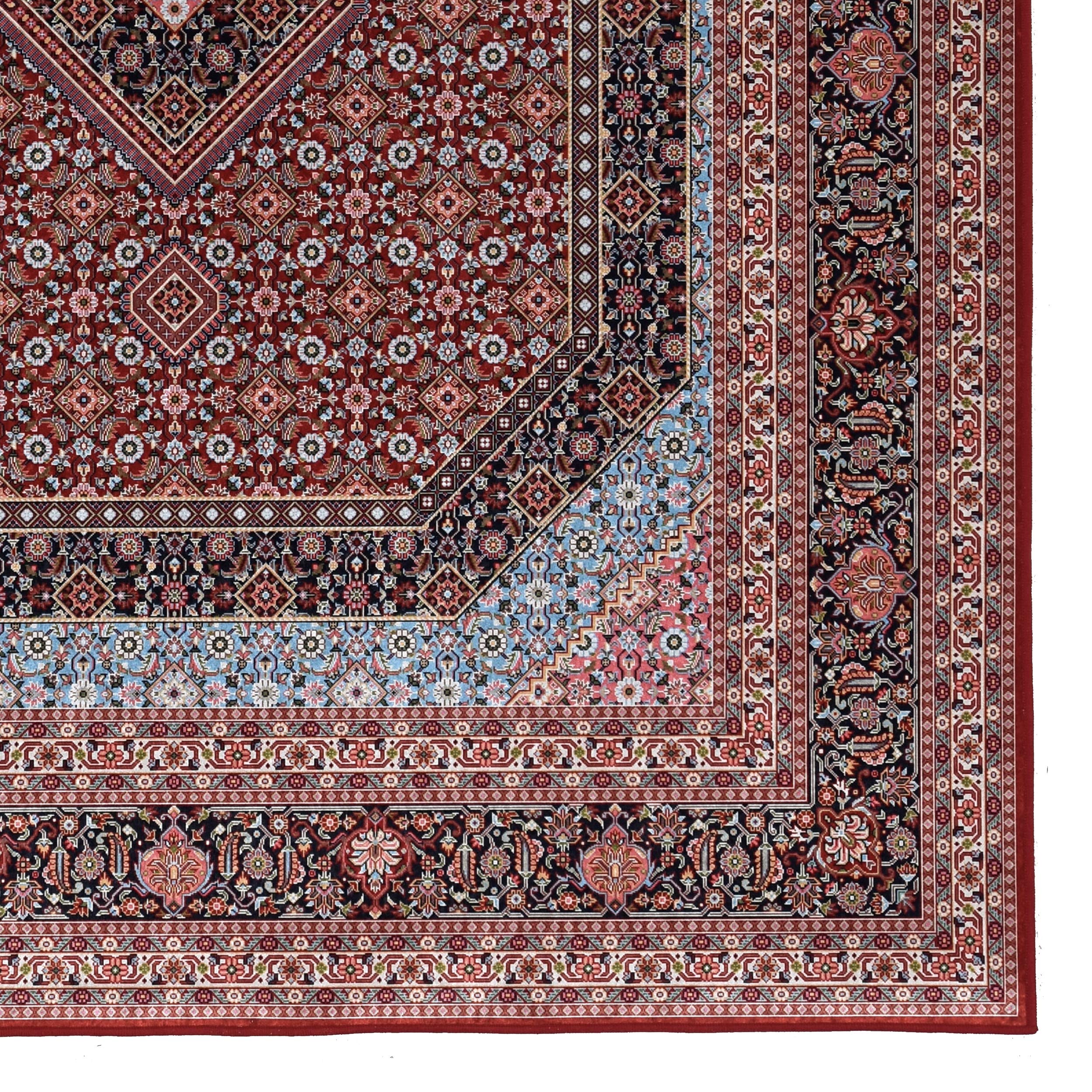 Linon Honora Manai 5' x 7' Area Rug - Soft Red and Blue Modern Design for Living Room, Bedroom & Office | Non-Slip Backing, Easy to Clean