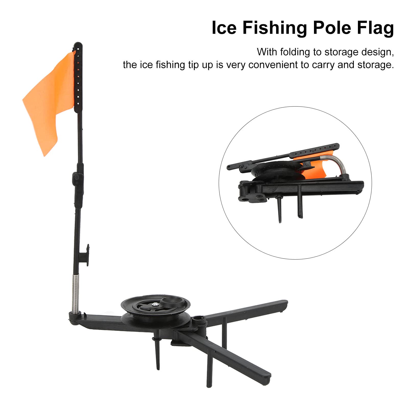 **Foldable Ice Fishing Tip Up with Reel & Triangle Base - Winter Fishing Rod Flag Pole Accessories for Ice Anglers - Perfect for Ice Fishing in Lakes & Ponds**