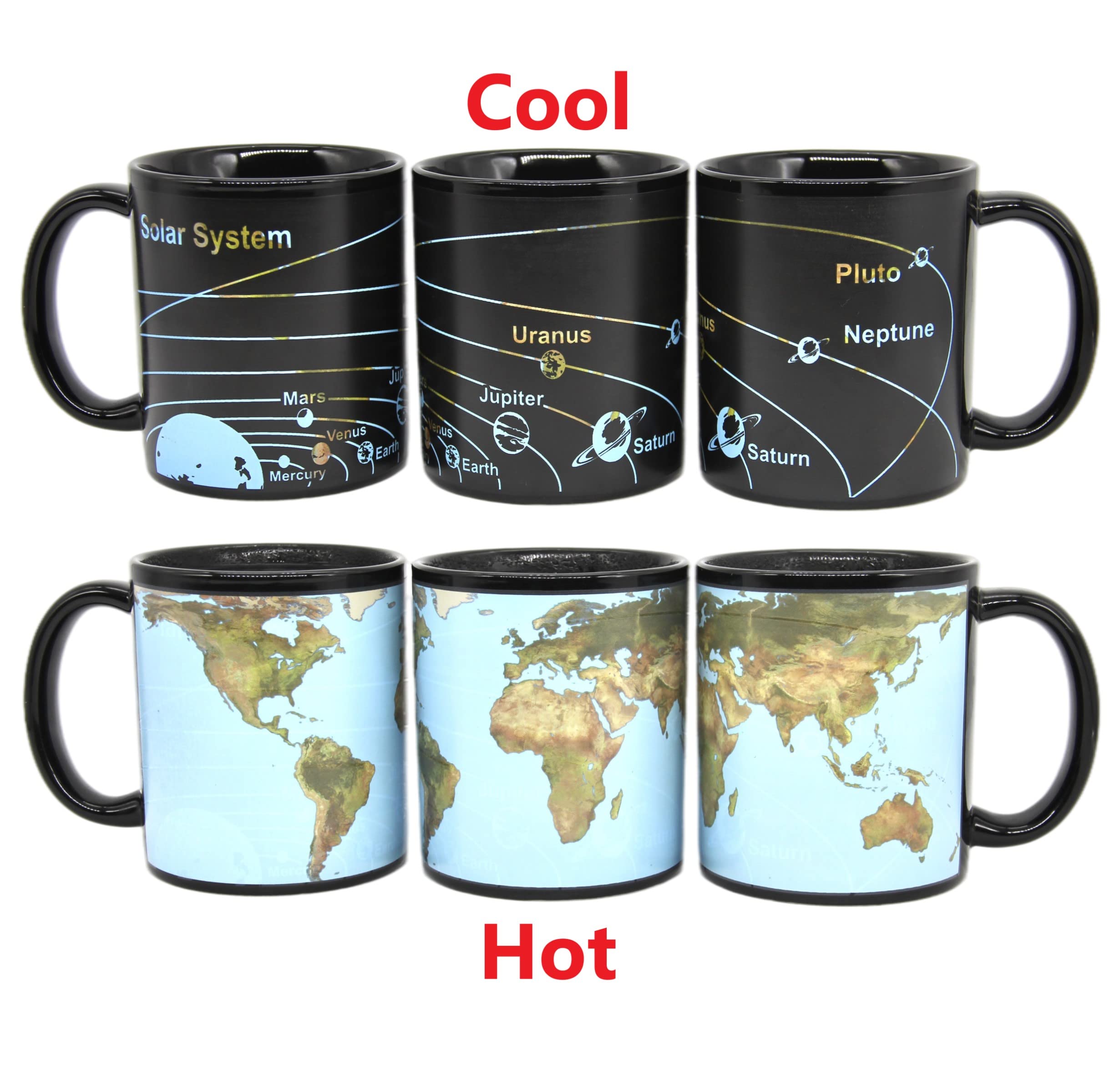 Heat Sensitive Changing Magic Mug - 12oz Solar System Earth Design Ceramic Coffee Cup | Color Changing with Hot Liquids | Perfect for Gifts, Office Use & Space Enthusiasts