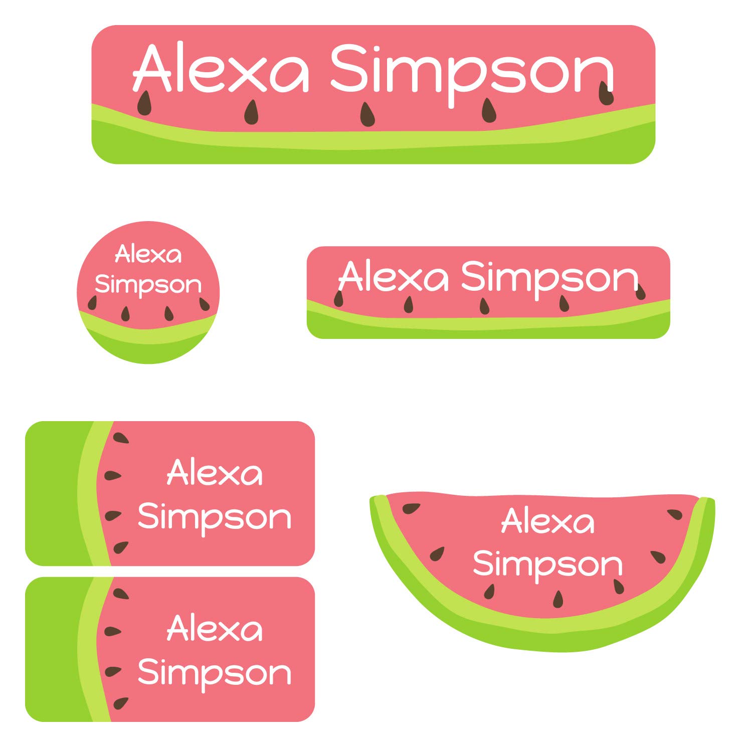 Custom Daycare Name Labels - 99 Waterproof Personalized Stickers for Kids (5 Sizes) | Name Bubbles for Clothing, Toys, Books, Water Bottles, Lunch Boxes & Shoes | Perfect for School, Camp & Daycare Organization (Watermelon Design)