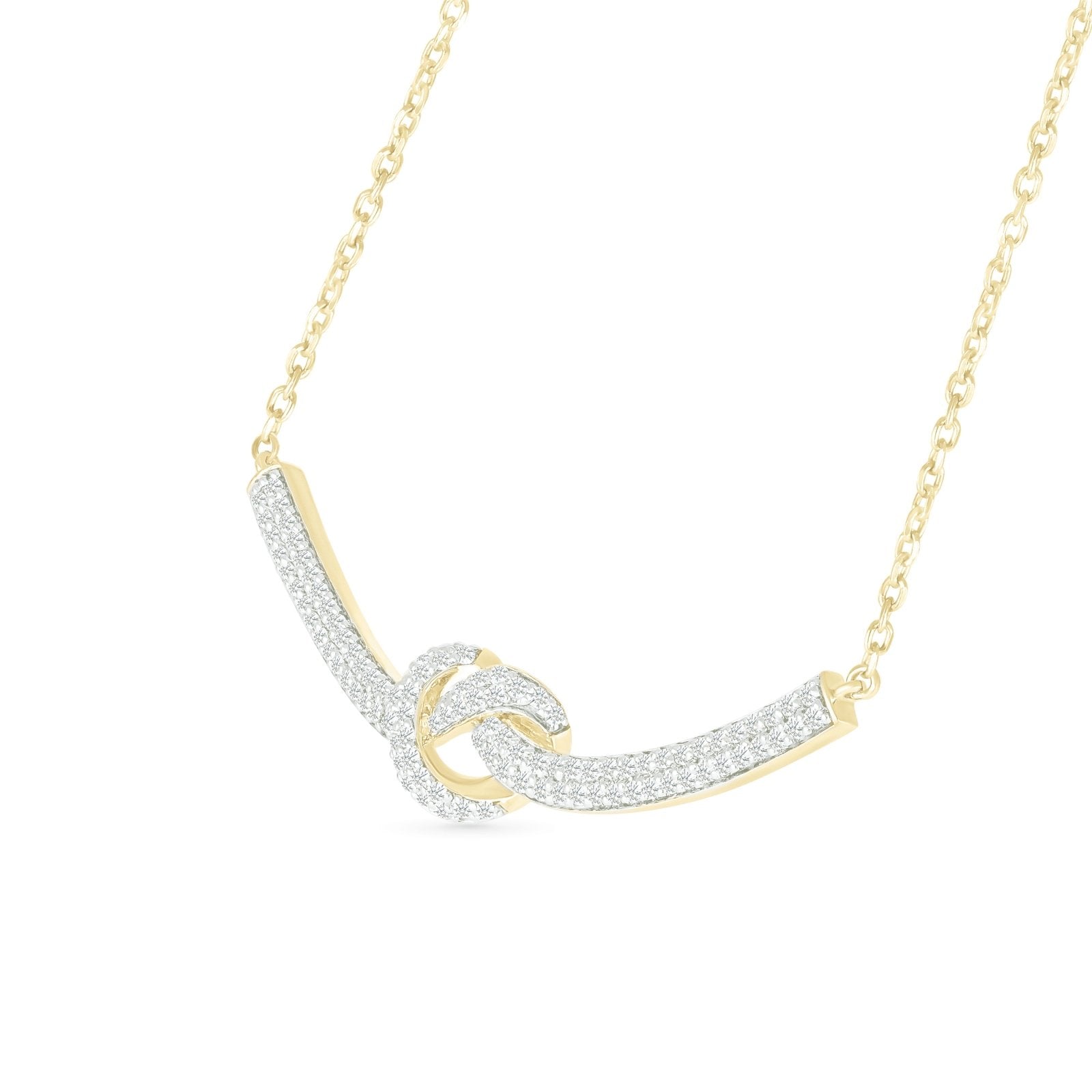 10k Yellow Gold Heart Knot Diamond Bar Necklace - Elegant & Dainty Jewelry for Women, Perfect for Valentine's Day, Anniversary & Romantic Gifts