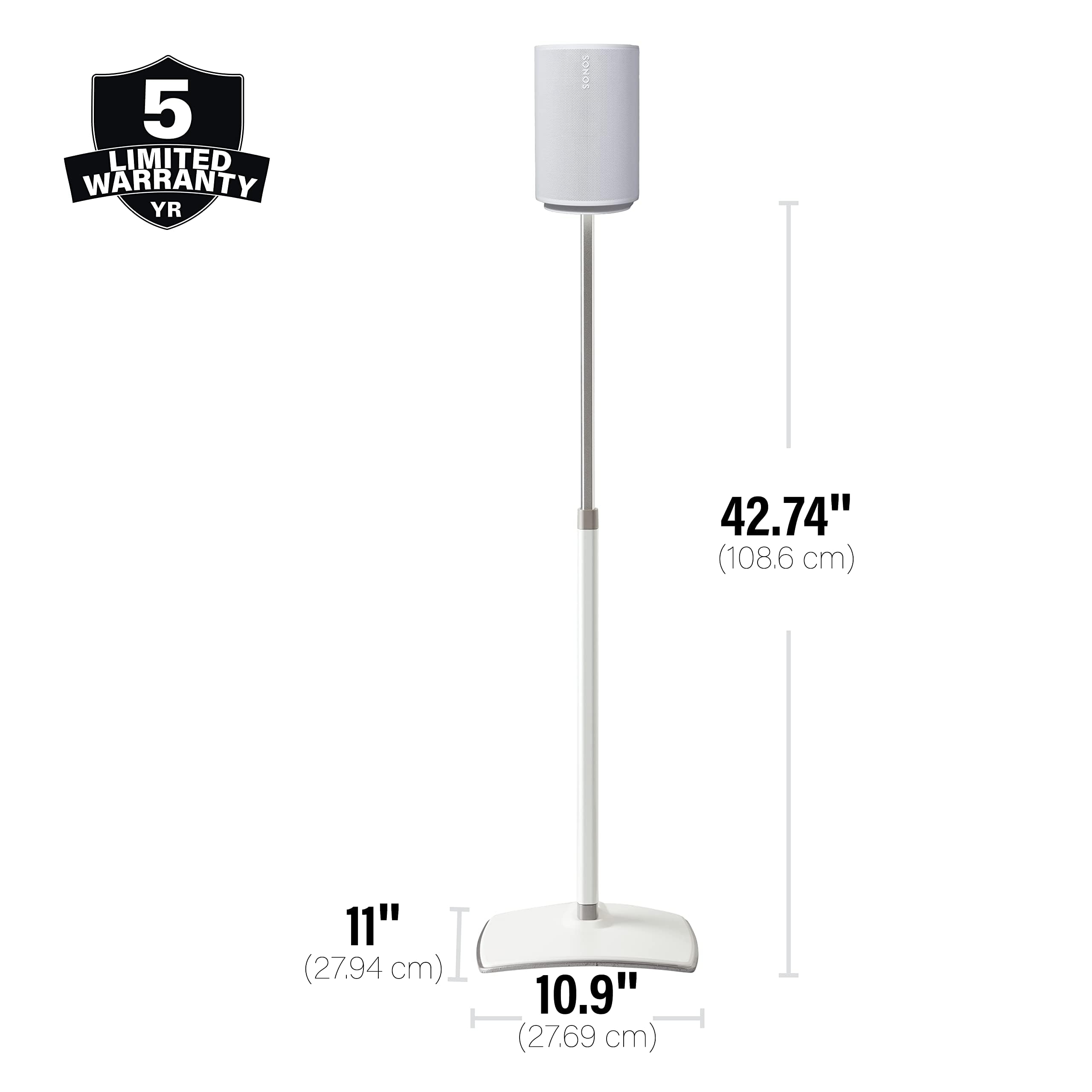 SANUS Adjustable Height Speaker Stands - Premium Universal Speaker Mount for Bookshelf & Floor Speakers - Perfect for Home Theater, Studio & Gaming Setups