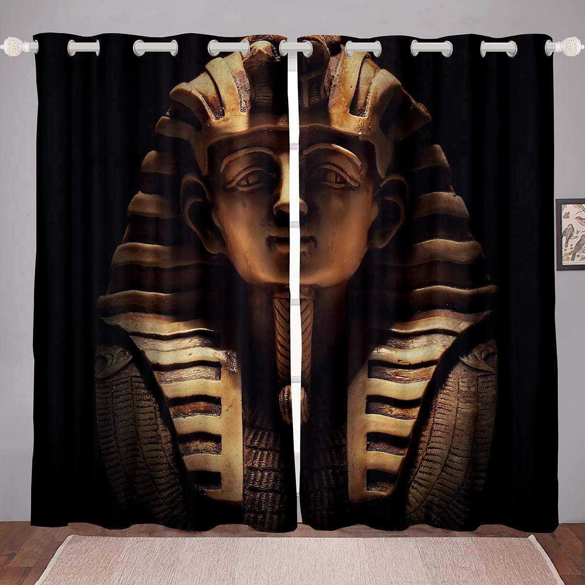 Feelyou Egyptian Sphinx Blackout Curtains - Ancient Egypt Style Window Treatments for Bedroom & Living Room (2 Panels, 38x54 Inches) - Perfect for Kids Room, Themed Decor & Light Blocking