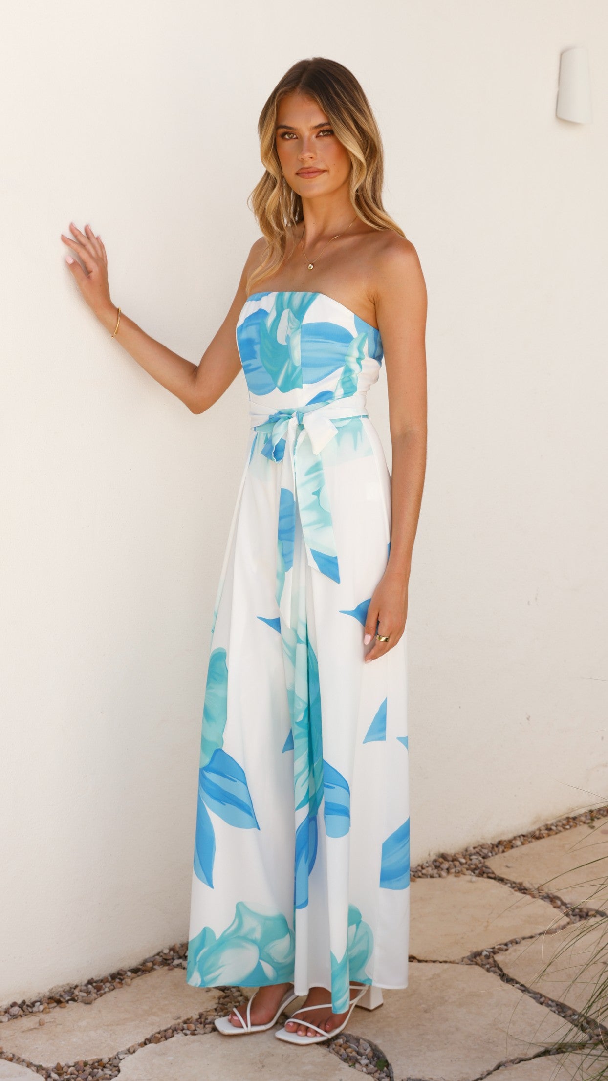 Maisy Strapless Jumpsuit for Women - Blue Teal Romper for Summer, Beach, and Party Wear