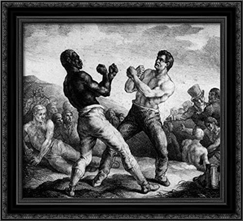 Theodore Gericault Black Ornate Wood Framed Canvas Art - 22x20 Boxers Painting for Home Decor & Wall Art | Perfect for Living Room, Bedroom, Office