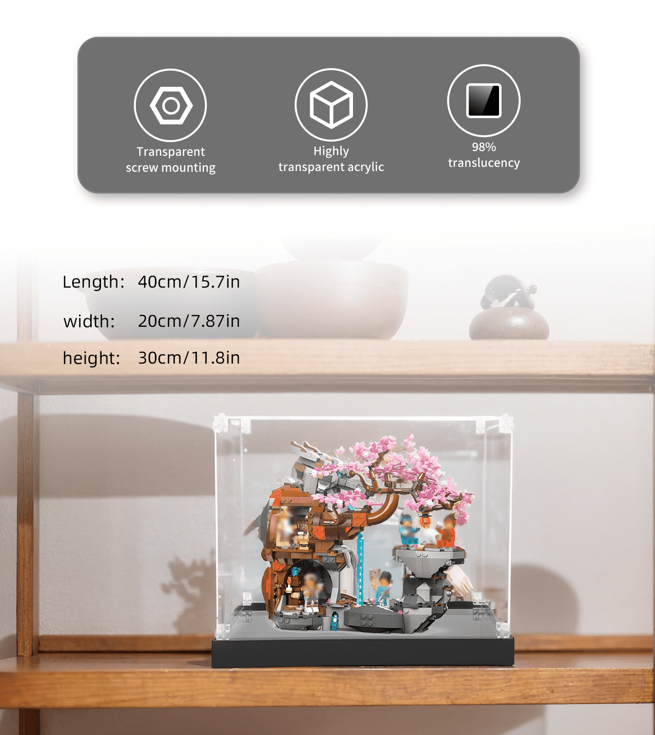 LEGO Ninjago Dragon Stone Shrine 71819 Display Case - Protective Showcase for Collectible Building Set - Perfect for Home Decoration & Toy Storage