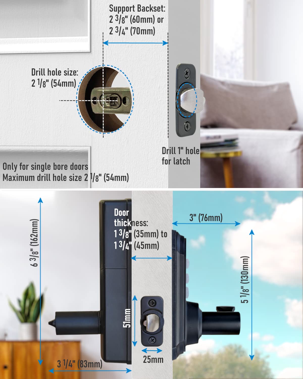 Smart Keyless Entry Door Lock - ASSUR Electronic Lever Handle Deadbolt with One-Touch Locking, 50 User Codes for Home, Office, Condo, Garage & Rental Properties (Black) | Secure & Convenient Keyless Access for Front Doors, Back Doors & Rental Units