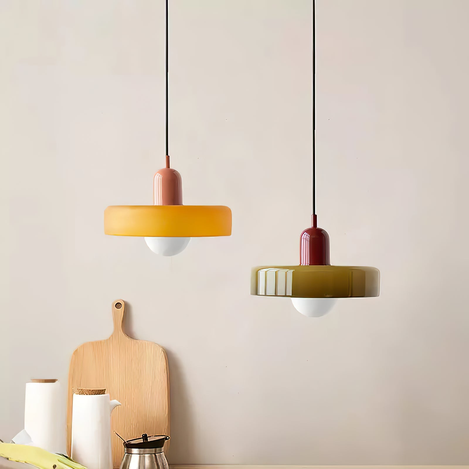 Modern Disc Orb Pendant Light Fixture - Sleek Minimalist Ceiling Lighting for Dining Room, Kitchen, Bedroom & Living Room Decor