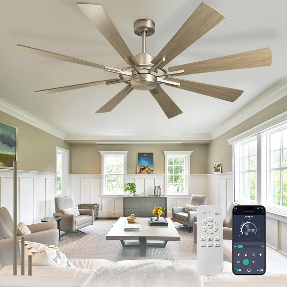 Depuley 52/60/72 Inch Ceiling Fan Remote Control Replacement Set - Works with Light & No Light Models, Indoor/Outdoor Use, APP & Remote Control, 3/8 Blades, DC Motor, 6 Speed Timer, Reversible (Model WS FPZ180 181 182) - Perfect for Living Room, Bedroom, Patio & Outdoor Spaces